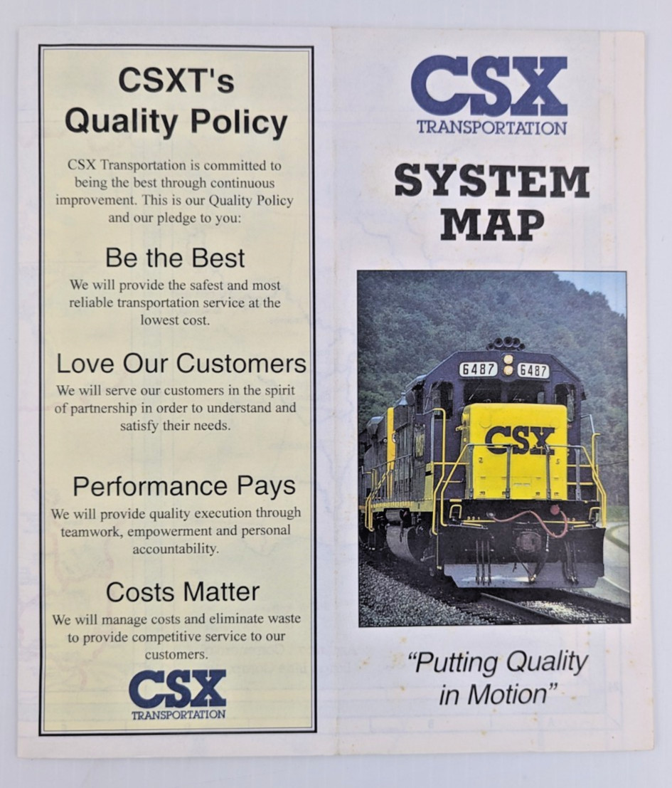 1995 Vintage CSX Transportation Railroad System Map