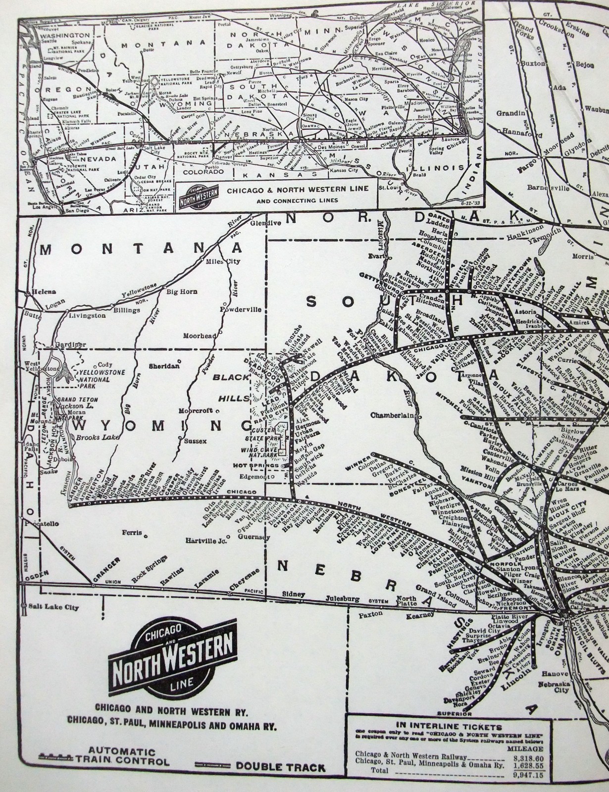 Chicago & North Western Railway – Original 1941 System Map. Railroad Vintage