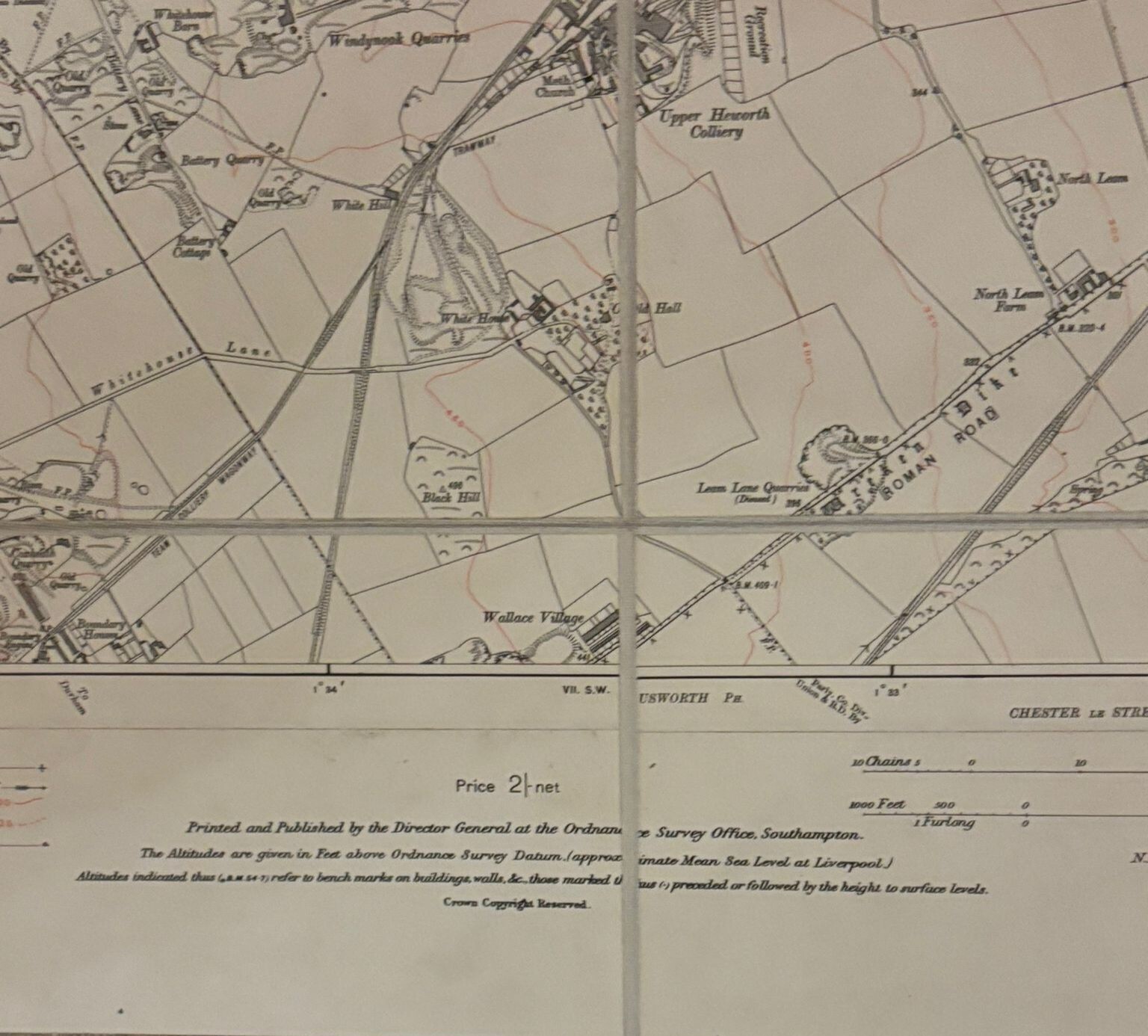 Newcastle 1929 NERMap Railway Parcels delivered Handwritten Map Whitley Bay +