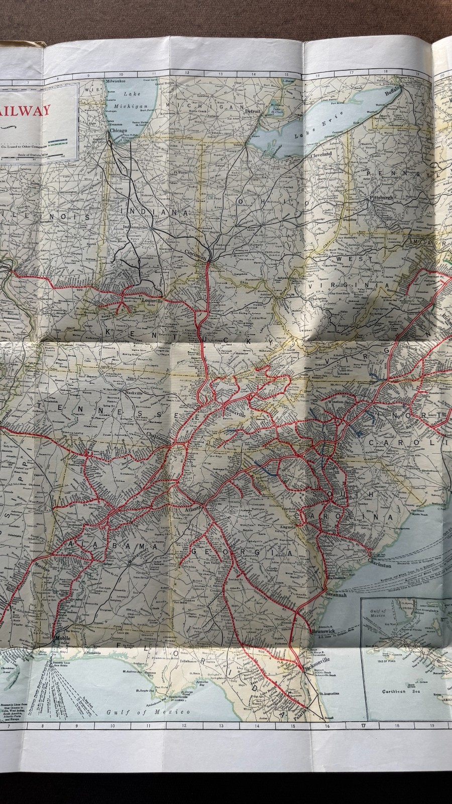 Vintage April 1943 Map of the Southern Railway System Railroad RR Train