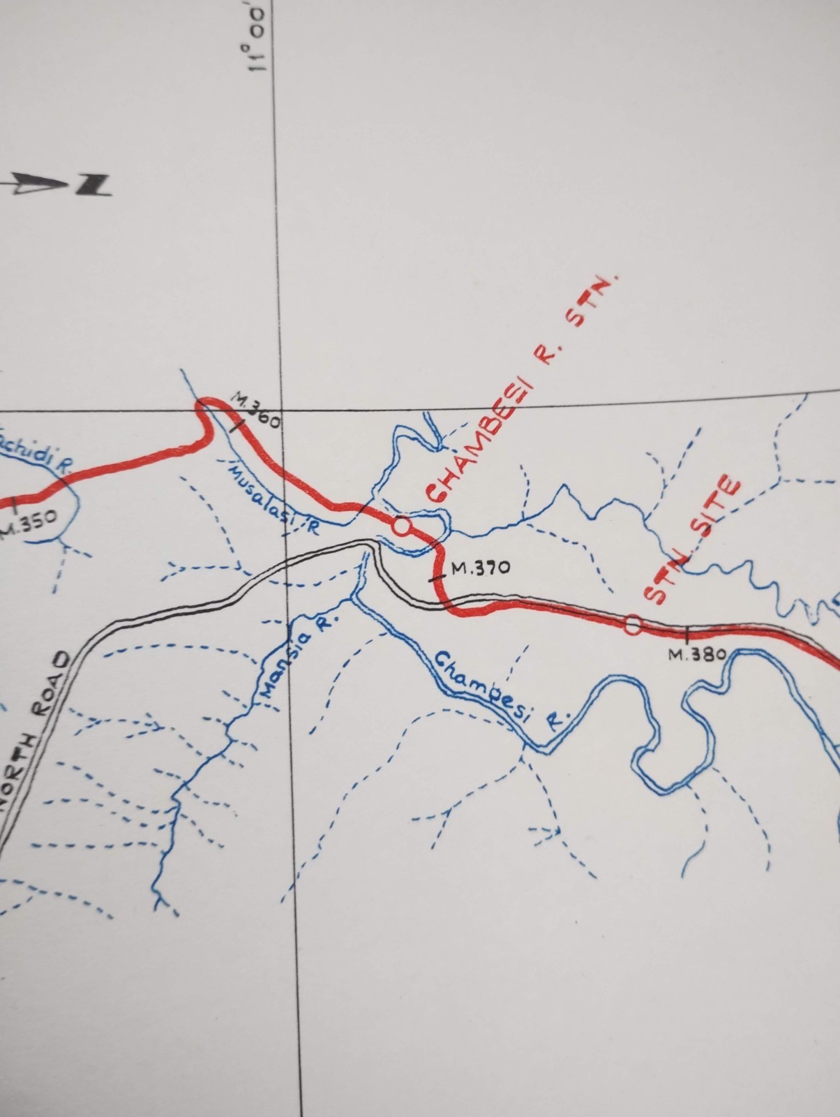 1952 East African Railways Map of Route: Kapiri Mposhi to Kasama Zambia (Part 2)