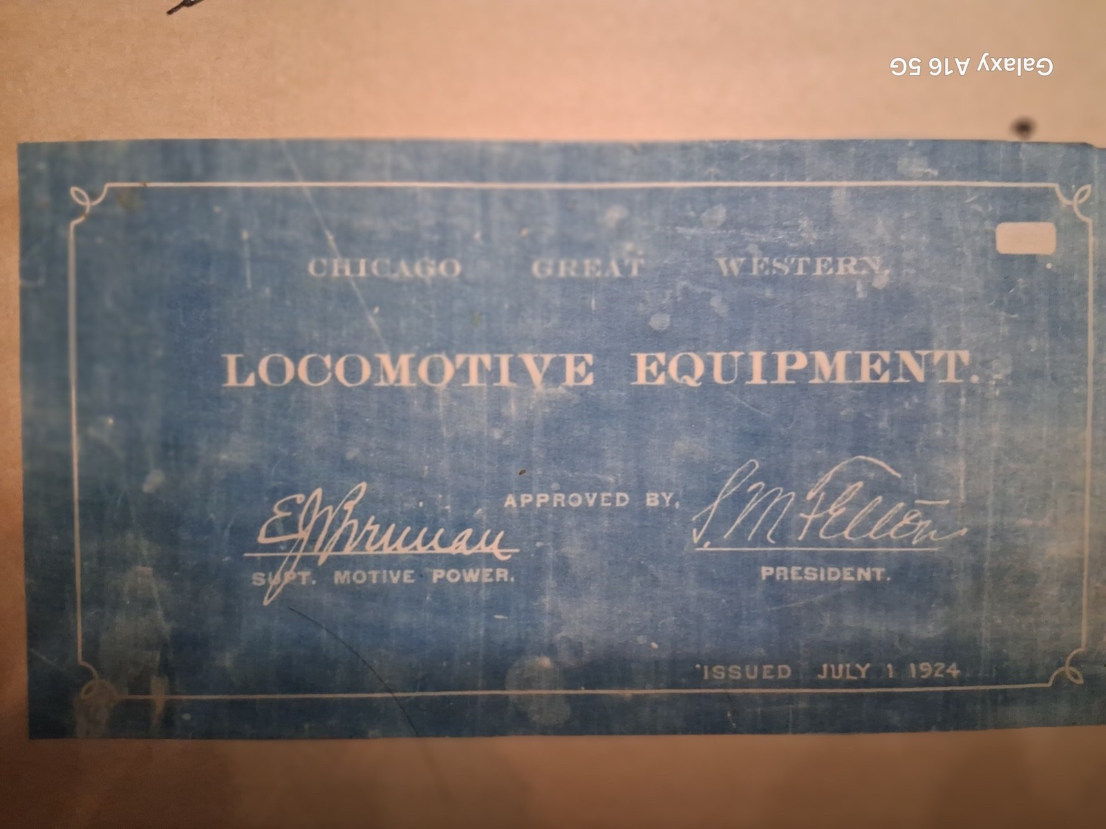 CHICAGO GREAT WESTERN RAILROAD 2-6-0 LOCOMOTIVE #107 ORIG 1924 BLUEPRINT DATA
