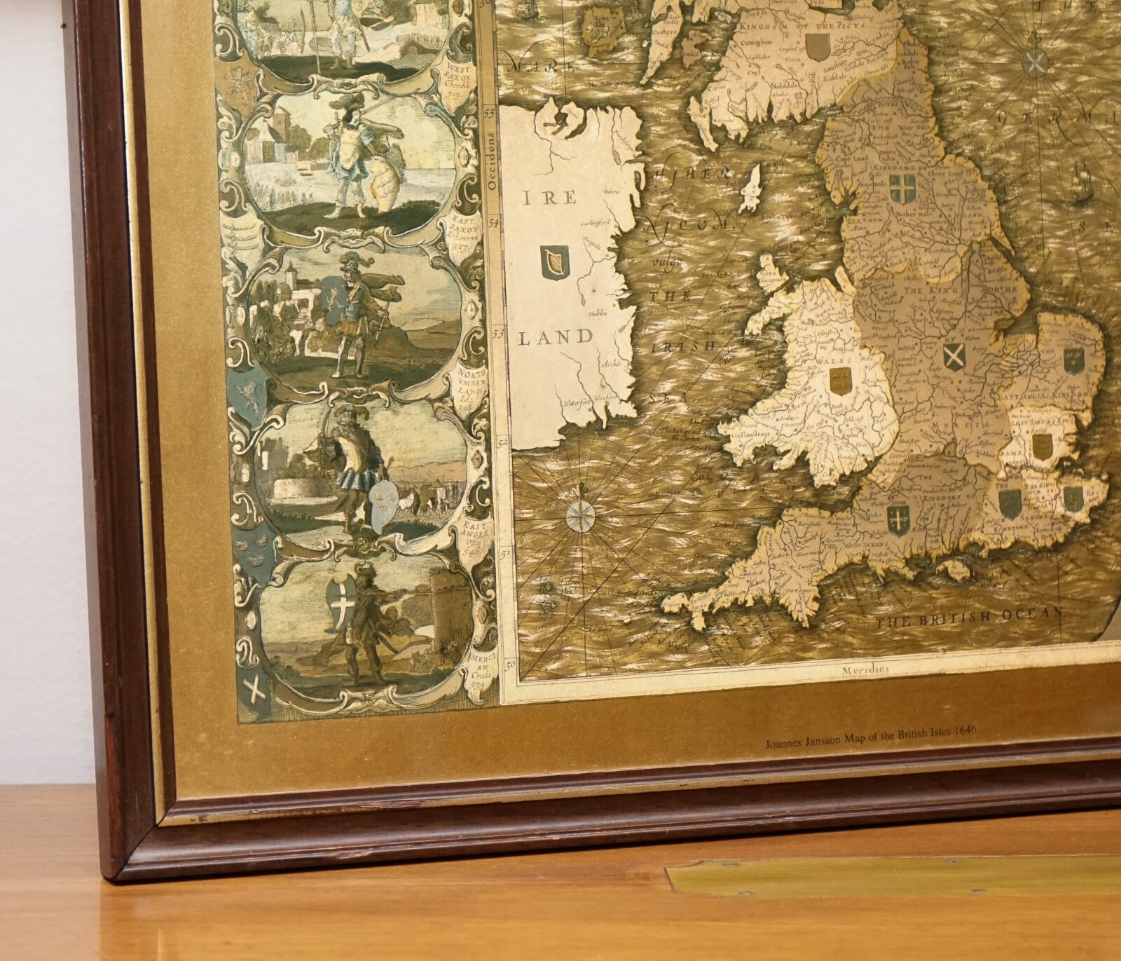 VINTAGE GOLD FOIL MAP OF THE BRITISH ISLES 1646 BY JOANNES JANSSEN