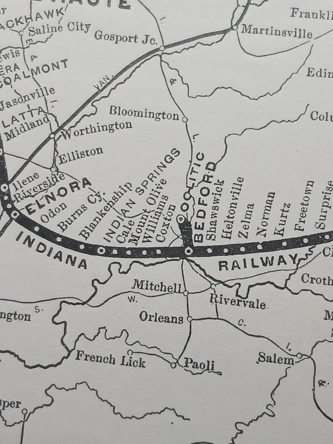 ~1906 Train Route Map SOUTHERN INDIANA RAILWAY Chicago Southern Railroad Antique