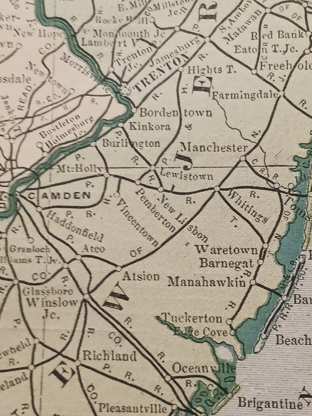 1902 Train Route Map PENNSYLVANIA New Jersey All Railroad Lines Stations 11″×9″