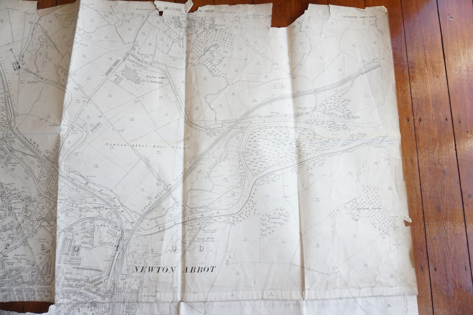 1905 Newton Abbot Torquay Branch Knowles Hill GWR Railway OS Railway Map