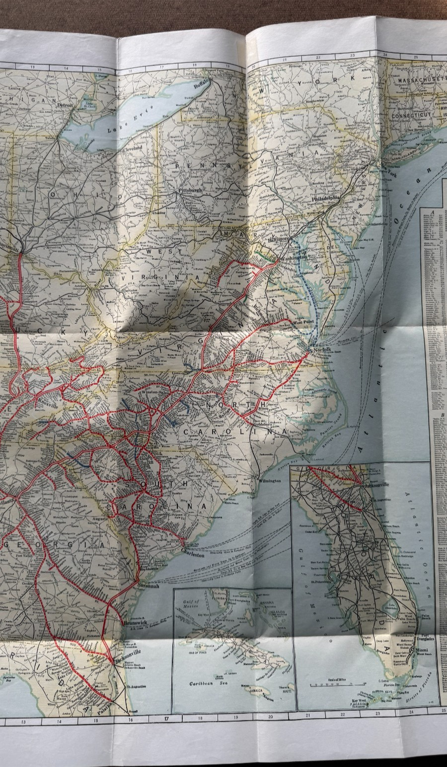Vintage April 1943 Map of the Southern Railway System Railroad RR Train
