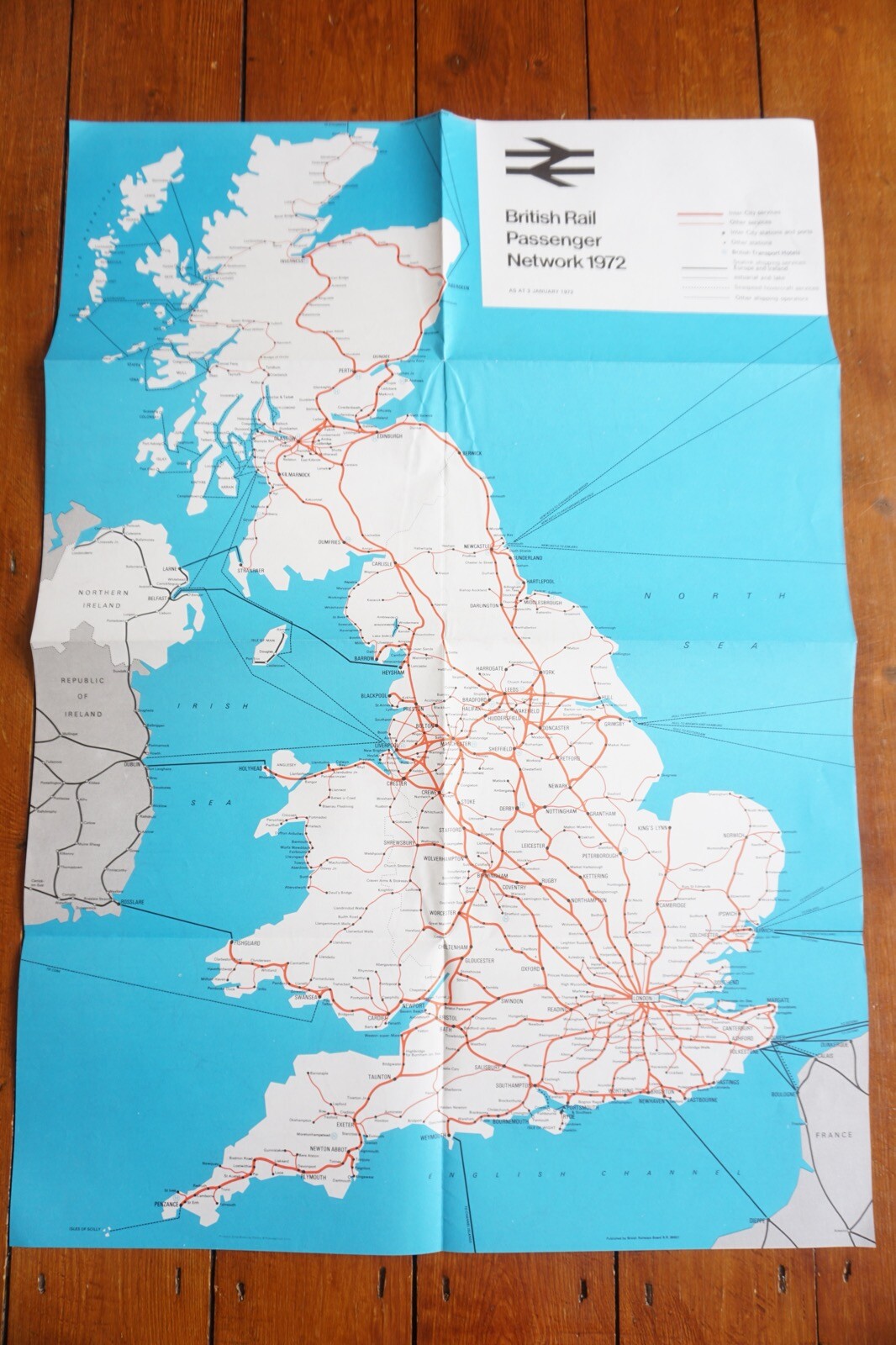 Jan 1972 British Rail Passenger Network Railway Map Eastern Region VGC