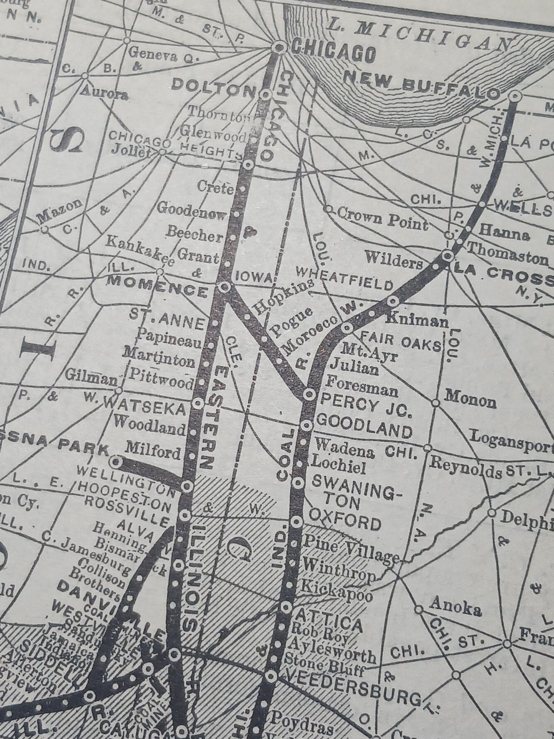 ~1898 Train Route Map CHICAGO & EASTERN ILLINOIS RAILROAD SYSTEM Coal Fields