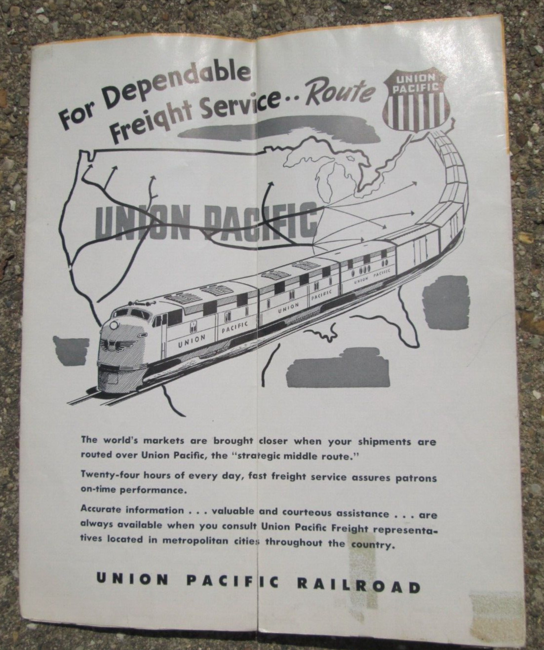 1949 Union Pacific Railroad Territorial Freight Rate Map of the United States