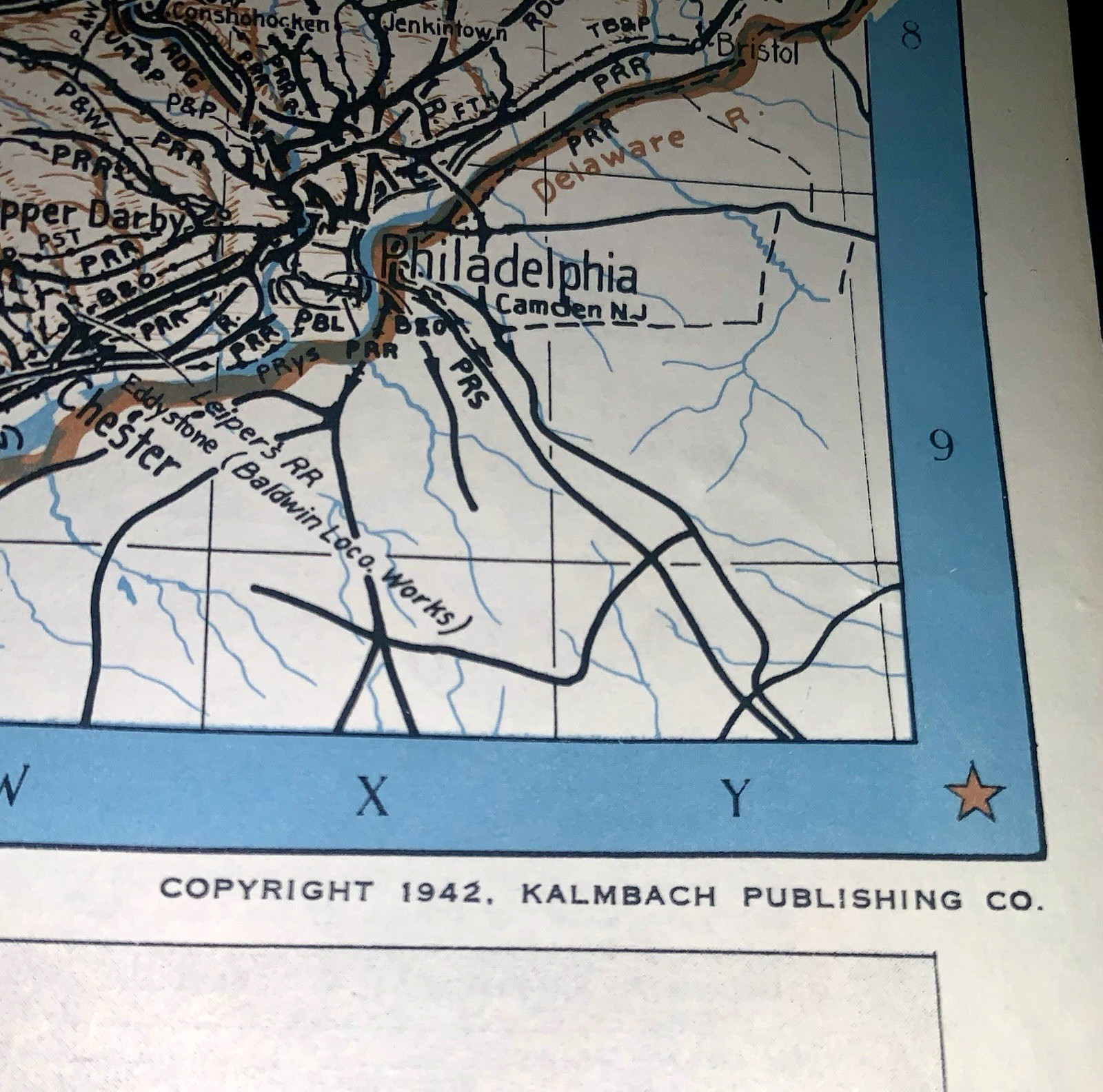 Vtg 1942 RAILROADS of PENNSYLVANIA MAP Kalmbach Publishing EUC 22″x17″ Ephemera