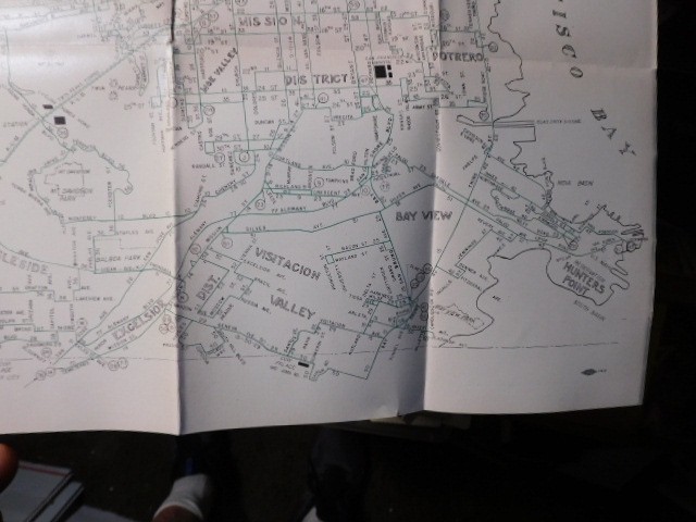 1950 MINI MUNICIPAL RAILWAY MAP OF LINES & ROUTES IN SAN FRANCISCO
