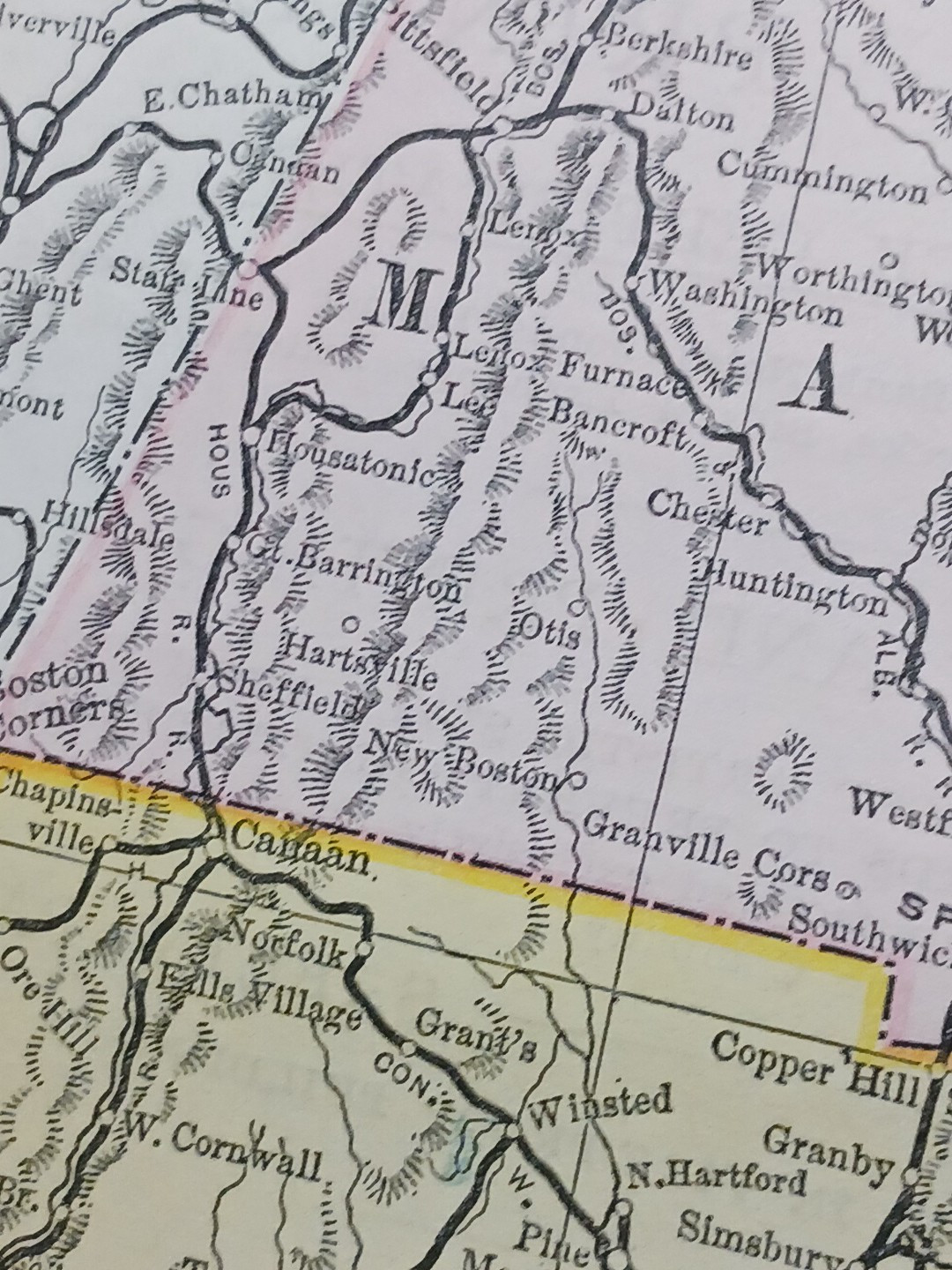 ~ 1897 Train Route Map MASSACHUSETTS Connecticut☆ all Railroad Lines Marked 9×11