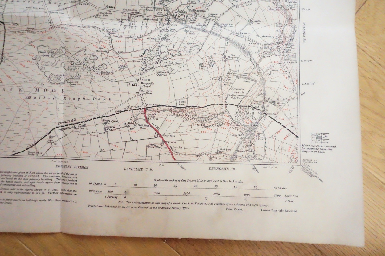 1938 Browmoor Naworth Blackmoor Yorkshire LNER Railway OS Linen Map Ref 84**