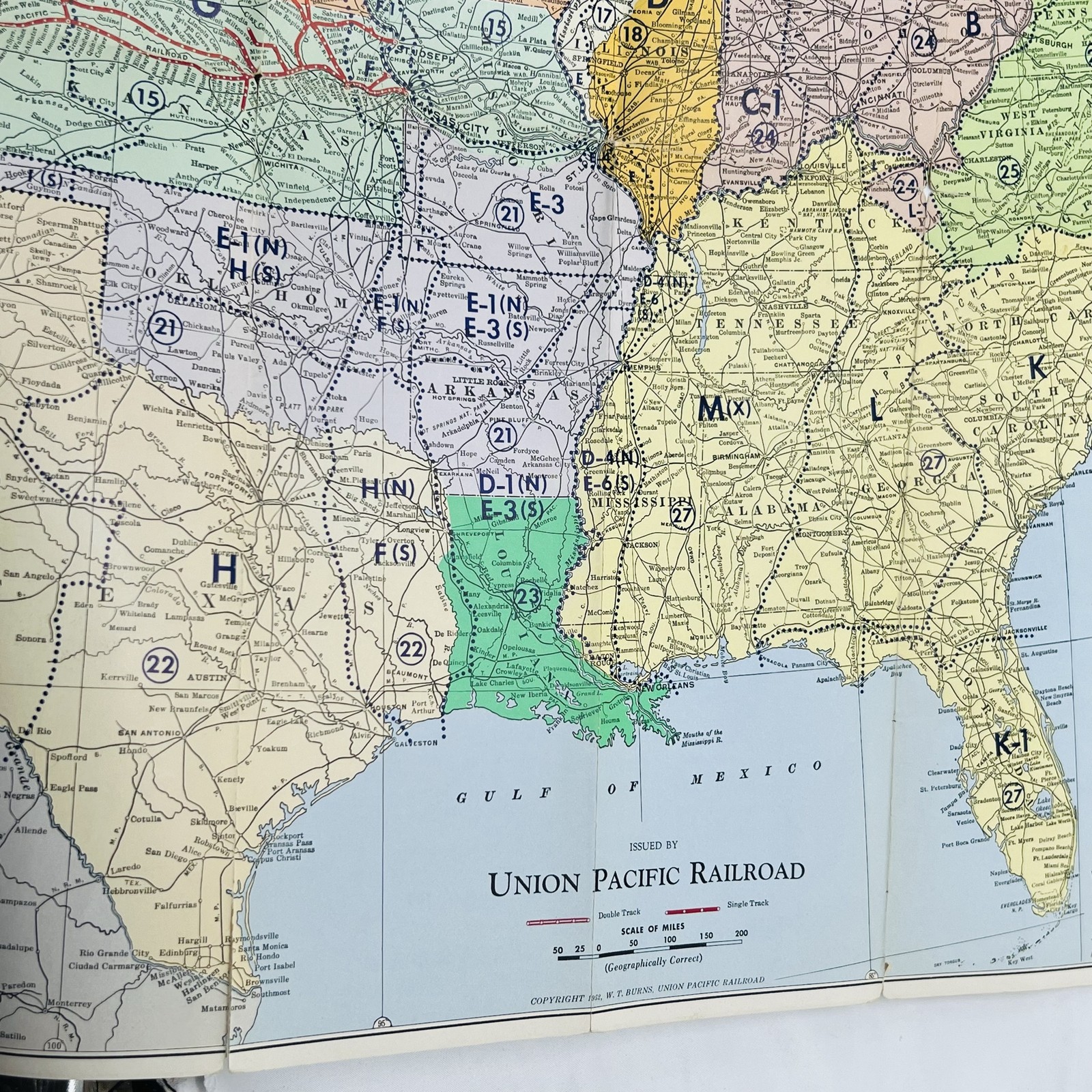 Union Pacific Railroad 1950 Freight Rate Map Vintage Collectible Ephemera