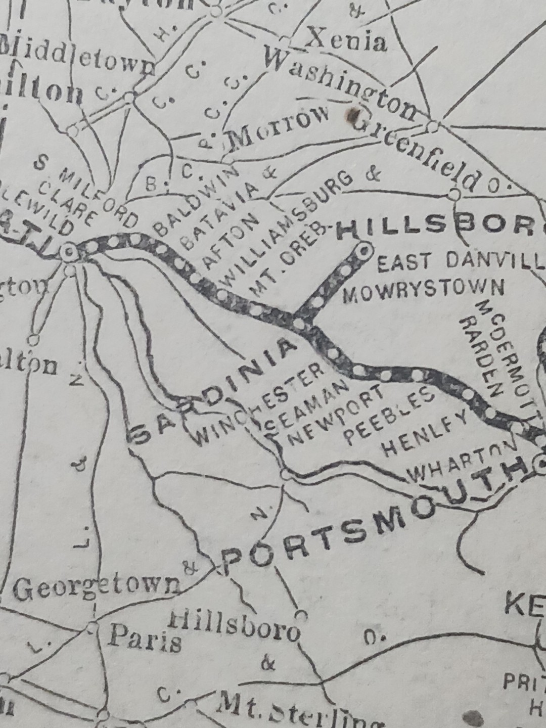 ~1910 Antique Railroad Map NORFOLK & WESTERN RAILWAY all Train Route connections