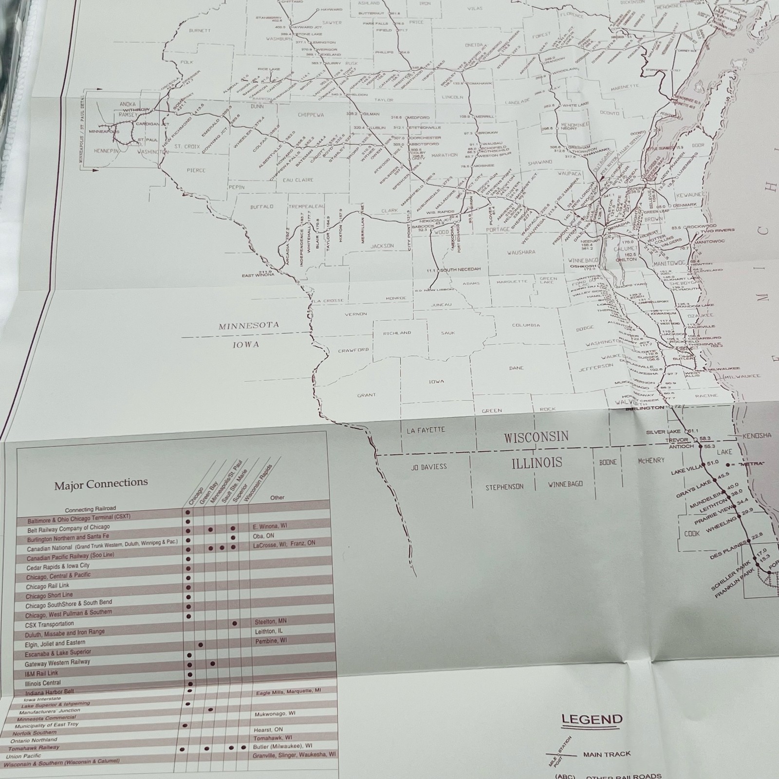 Wisconsin Central Ltd Algoma Central Fox Valley Railroad System Map 1997