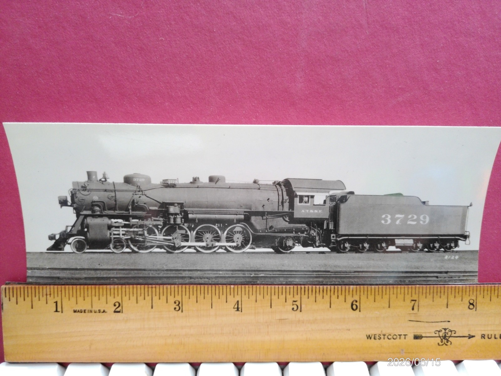 AT&SF RAILROAD ORIG BLUEPRINT DATA DIAGRAM BUILDERS PHOTO 4-8-4 LOCOMOTIVE #3700