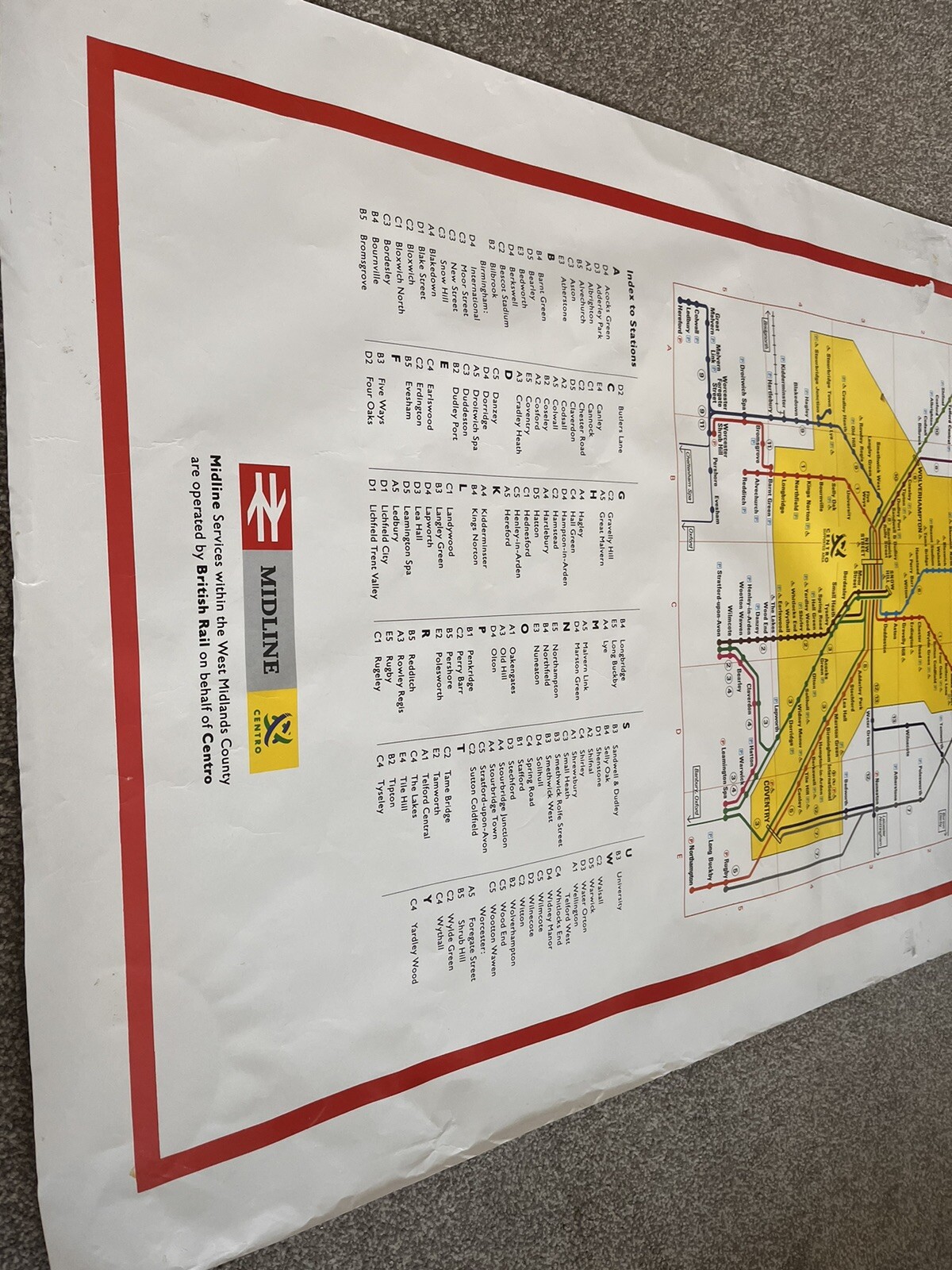Rare 1990’s The Midline Network CENTRO Railway Station Route Map Poster