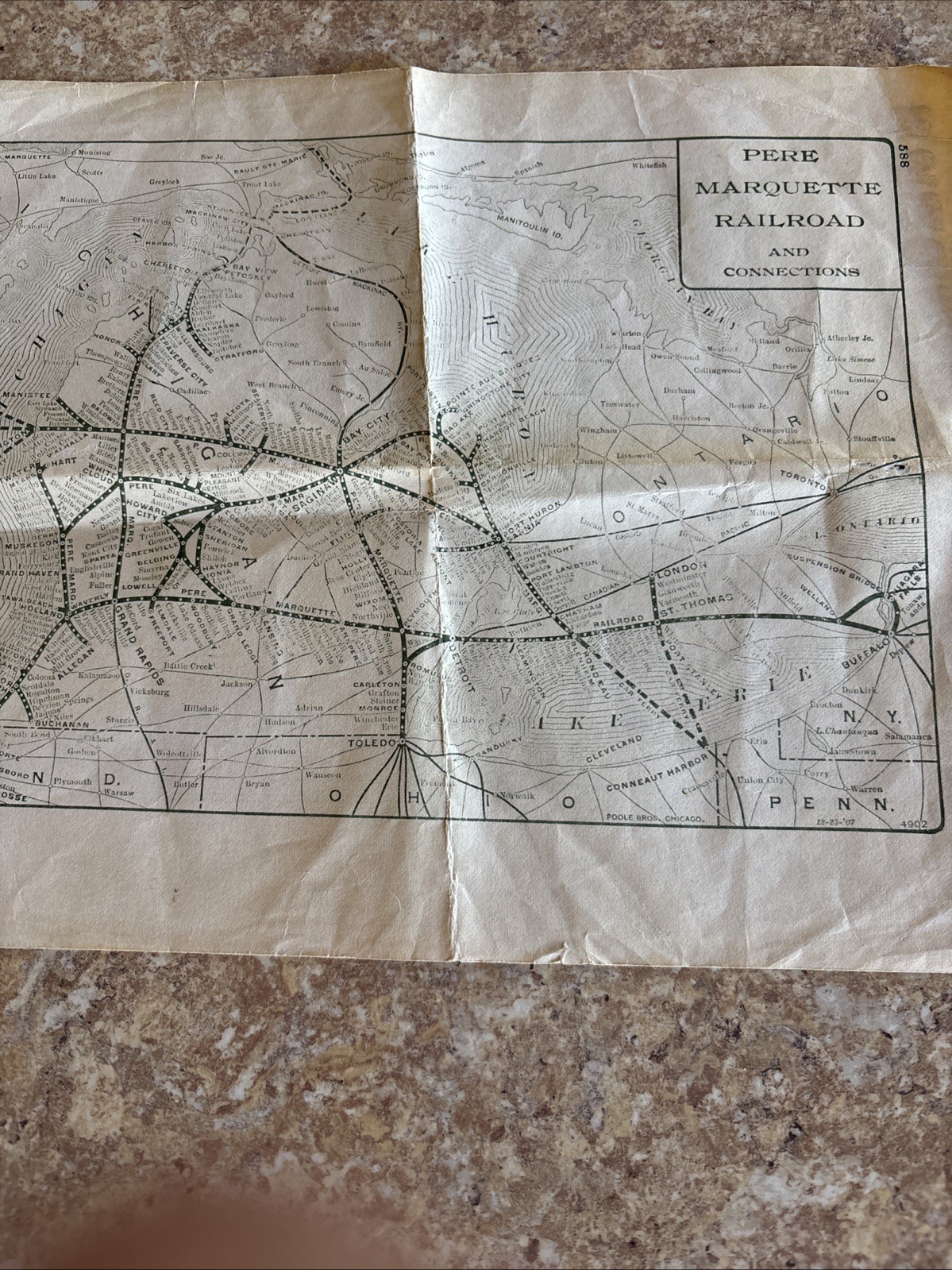 Pere Marquette Railroad – Original System Map by “Sparks And Cinders” Vintage