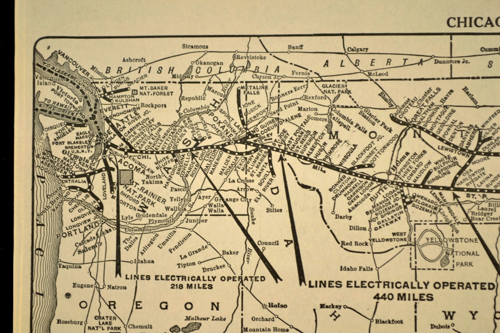 1938 Chicago Milwaukee St Paul & Pacific Railroad Map Original Double Track
