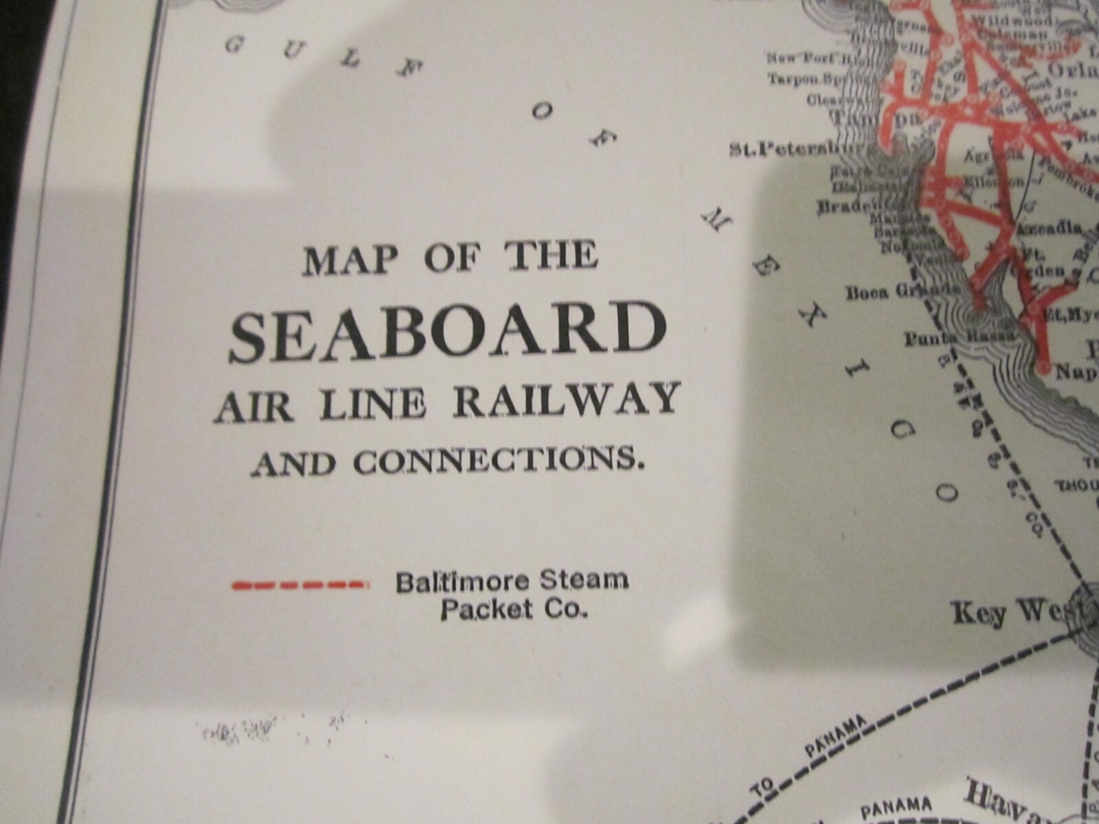 1931 MAP OF THE SEABOARD AIR LINE RAILWAY SYSTEM – 17″ X 11″ – HEAVY STOCK PAPER