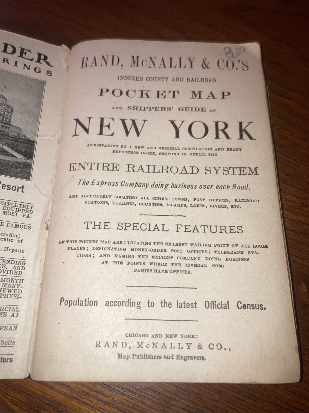 Rand McNally Pocket Map Of New York With Entire Railroad System 1908