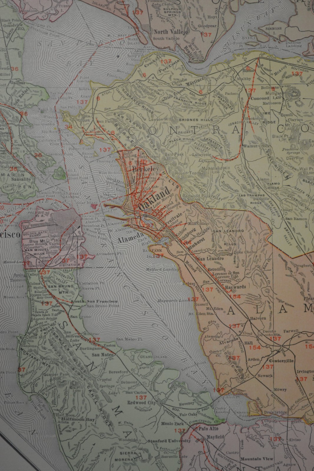 CALIFORNIA – NORTH – 1912 – RAND-McNALLY NEW COMMERCIAL ATLAS – SHOWS RAILROADS