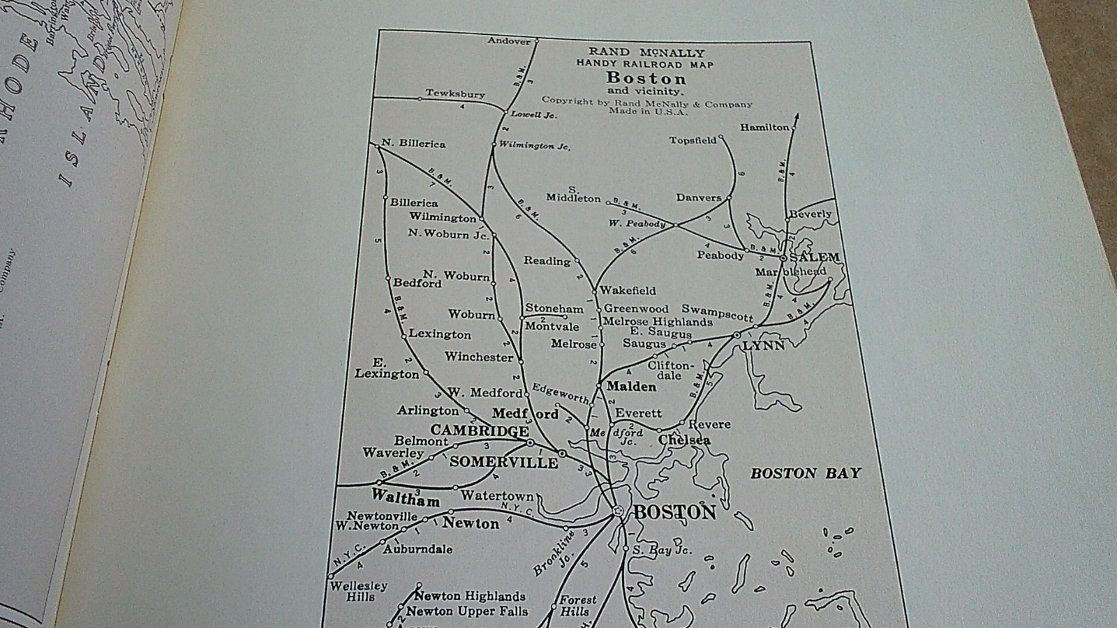 1965 USA Rand McNally Handy Railroad Atlas Map of the United States