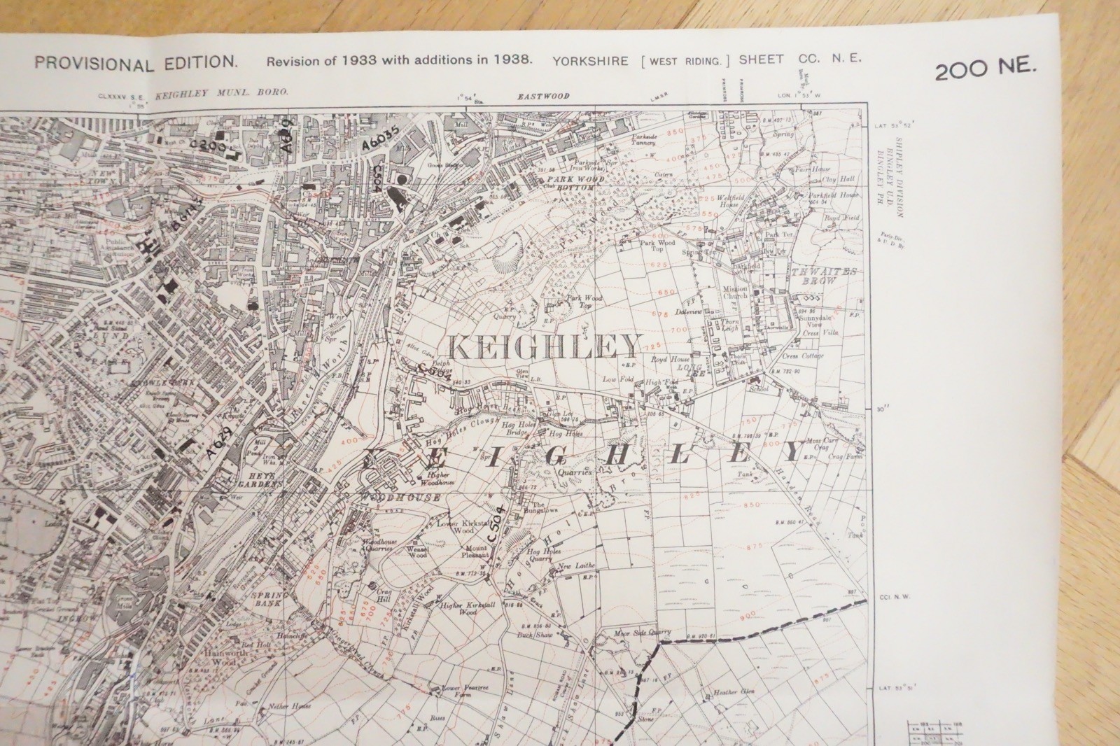 1938 Keighley Branshaw Moor Yorkshire LMS Railway OS Linen Map Ref 87**