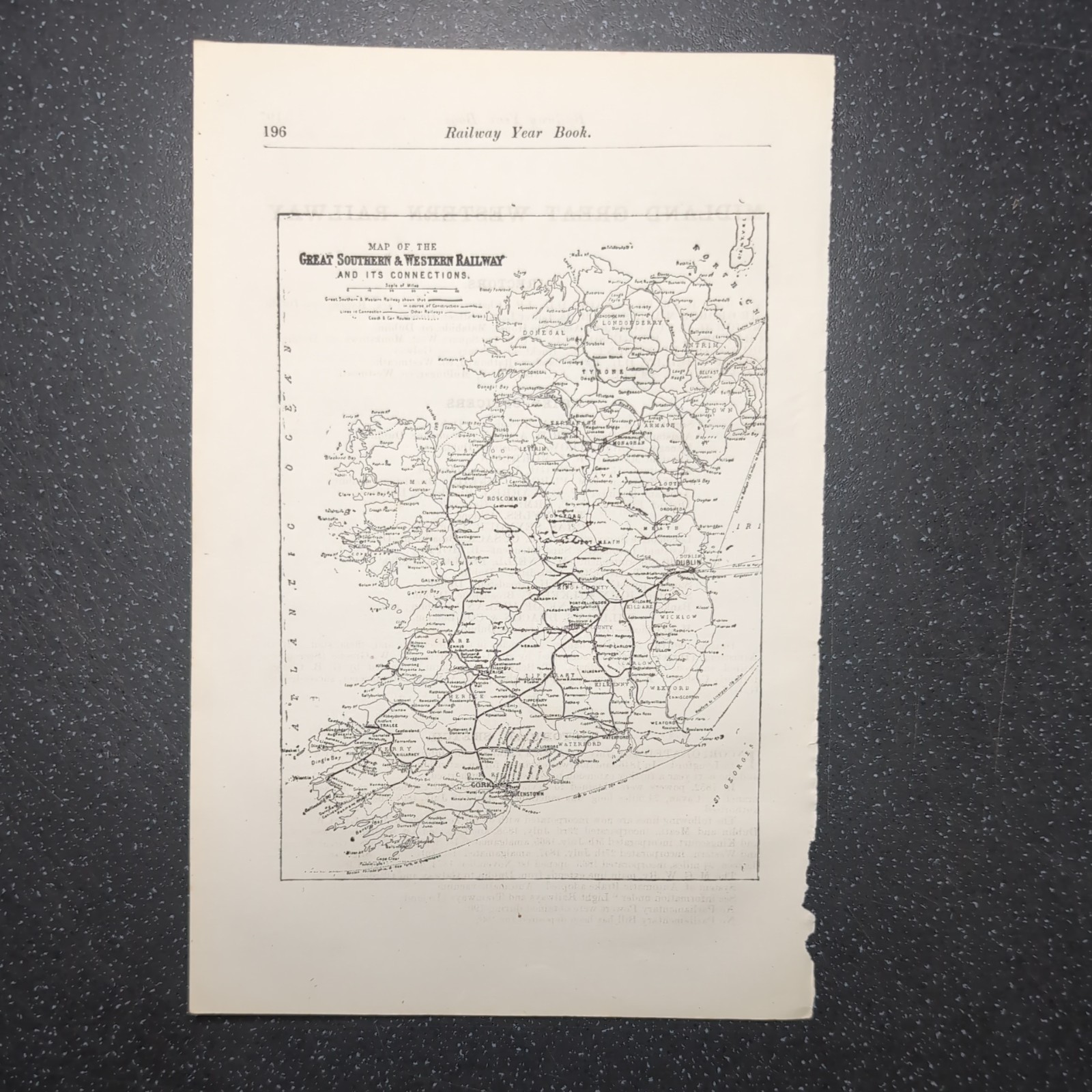 Original 1902 Map of The Great Southern & Western Railway And It’s Connections