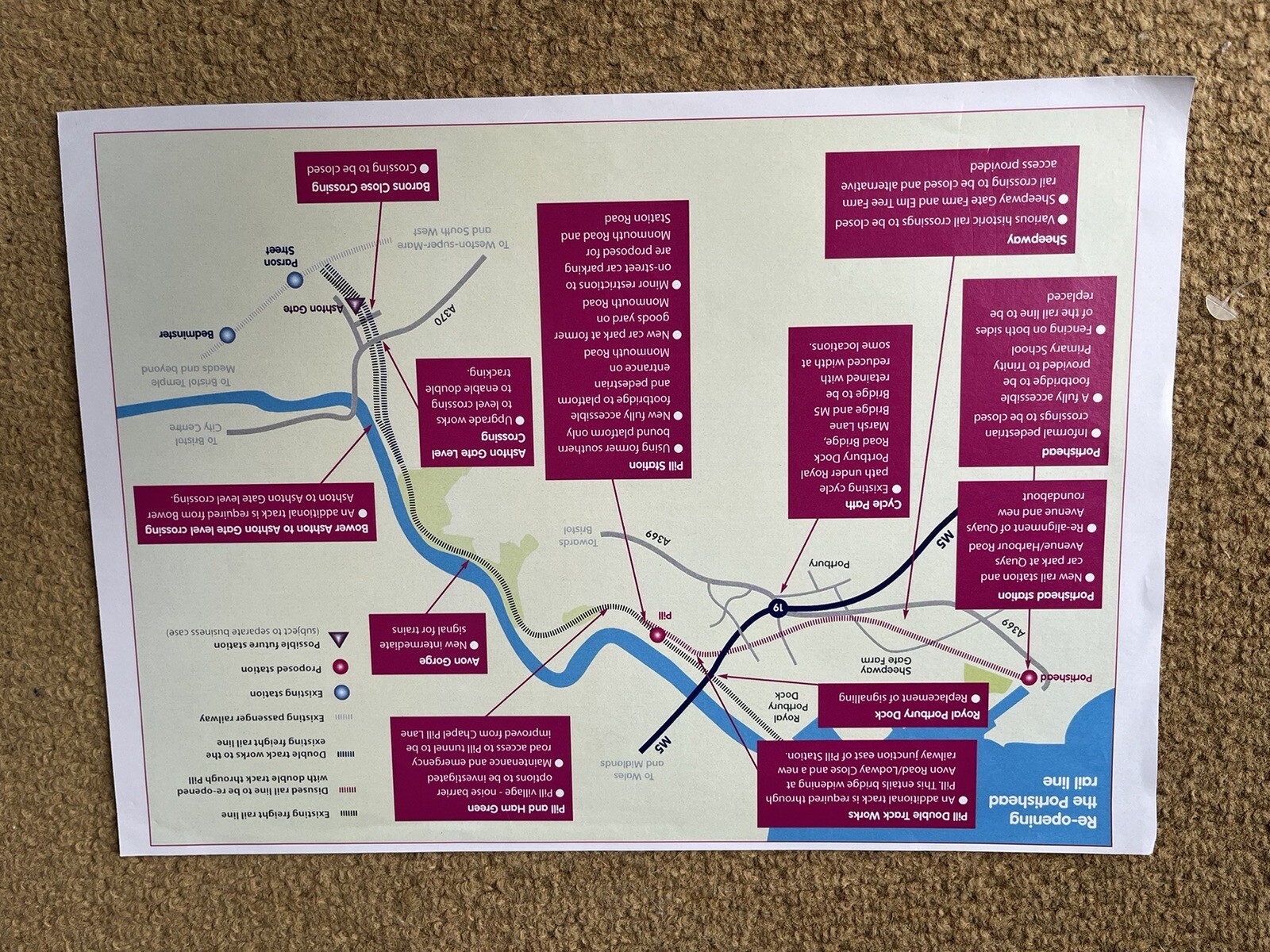 Re-opening of Portishead Rail Line – promo map, GWR, Somerset, Bristol – 2010 (?