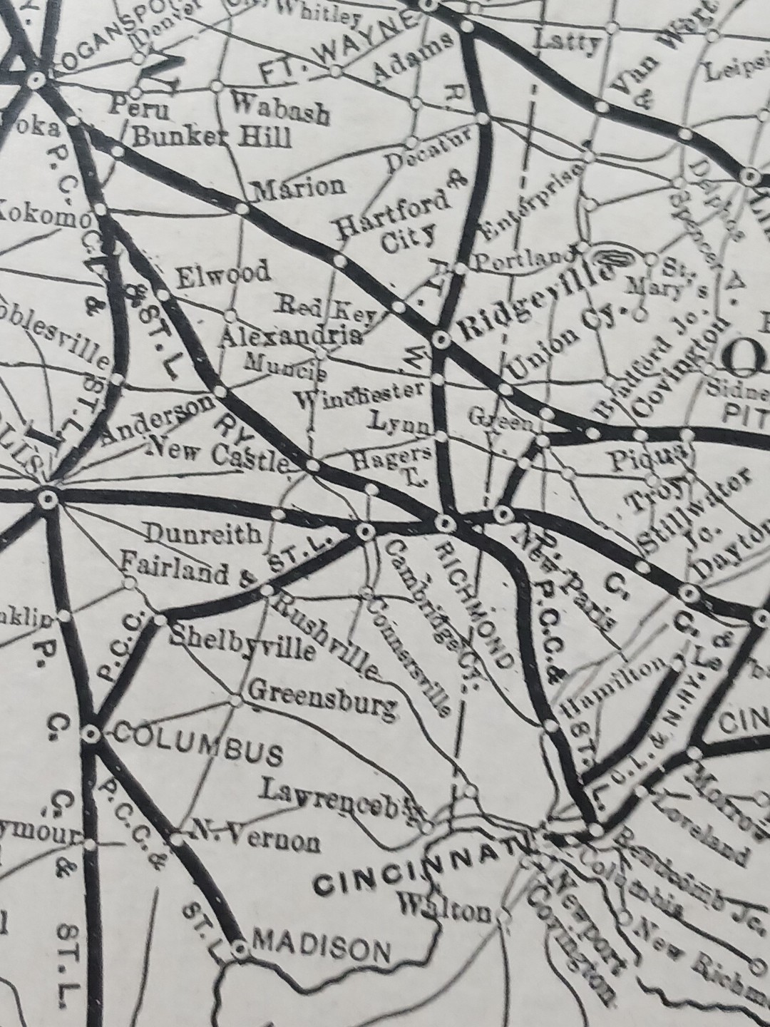 1897 Train Route Map PENNSYLVANIA RAILROAD Lines West Of Pittsburgh & Erie