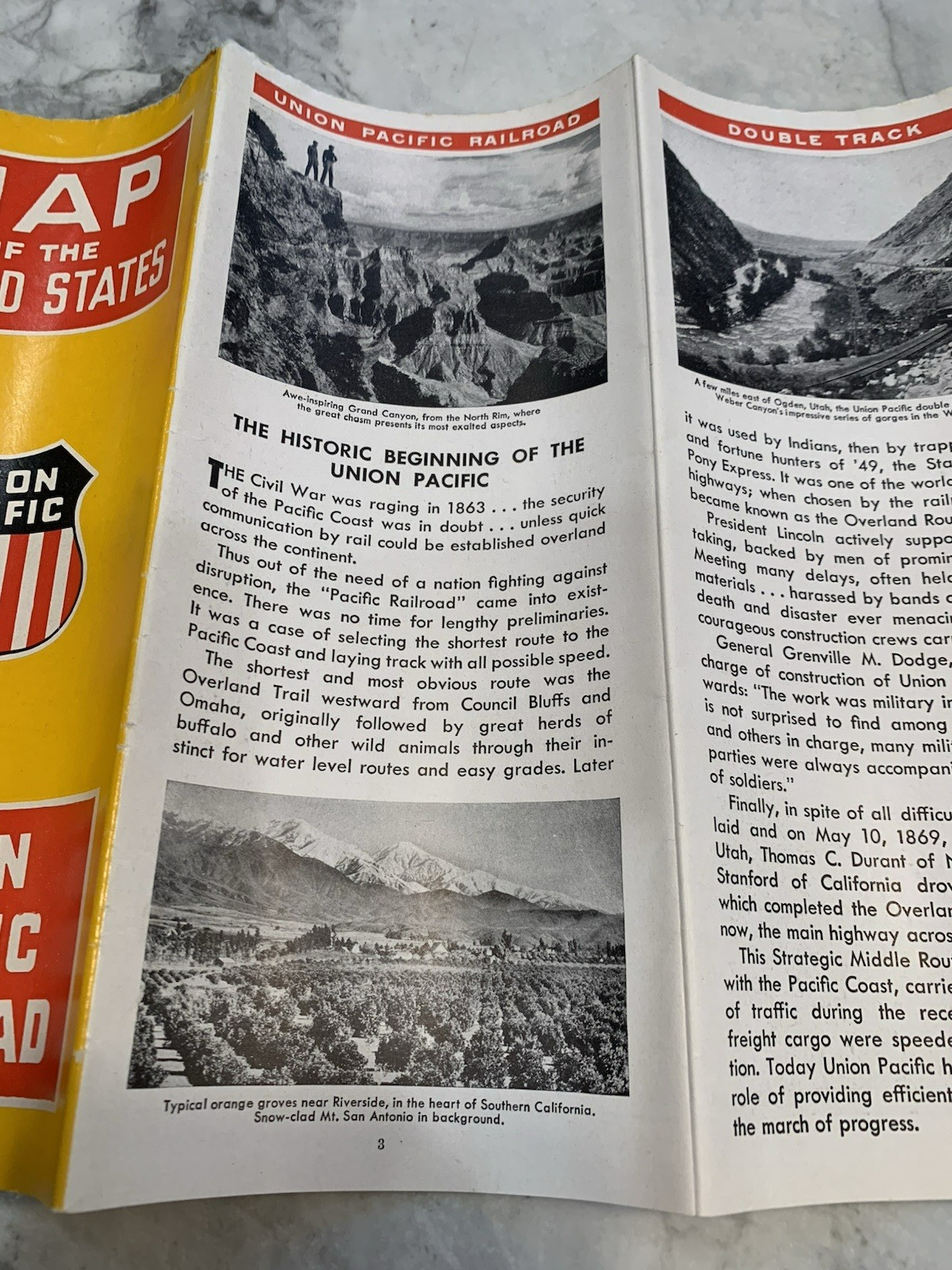 Vintage Map Of The United States Union Pacific Railroad Brochure Pamphlet