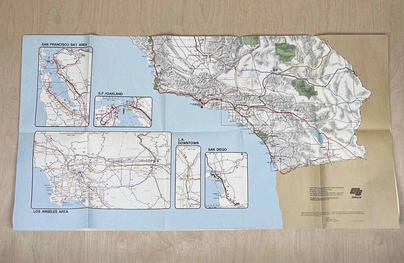 1982 Caltrans California State Railroad Map 36″ W x 46″ H