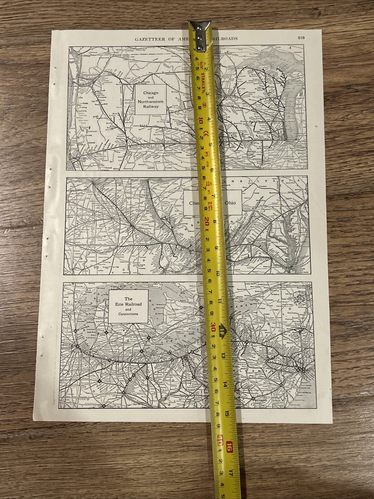1917 Map Chicago Northwestern Chesapeake Ohio & Erie Railway Systems 15”x11”