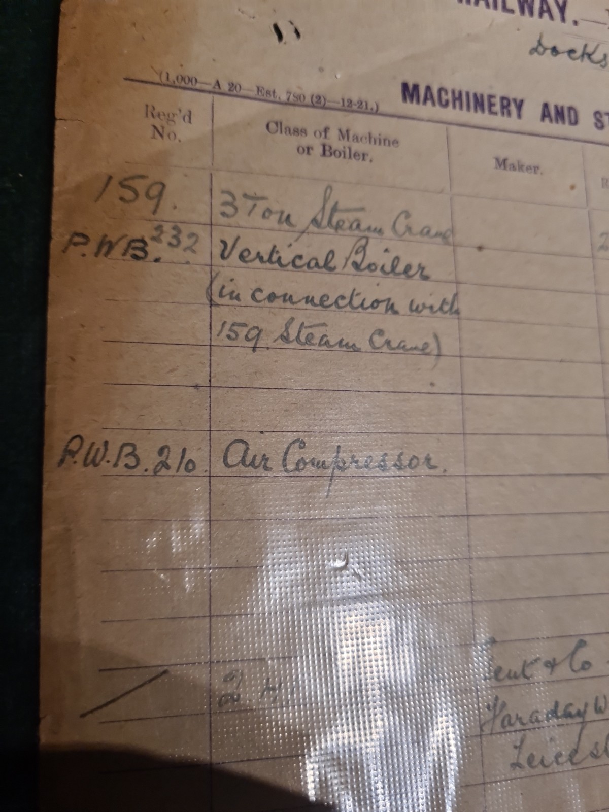 GWR Railway Barry Docks – 159 3ton Steam Crane – 1933 – Mechanical Engineers Dep