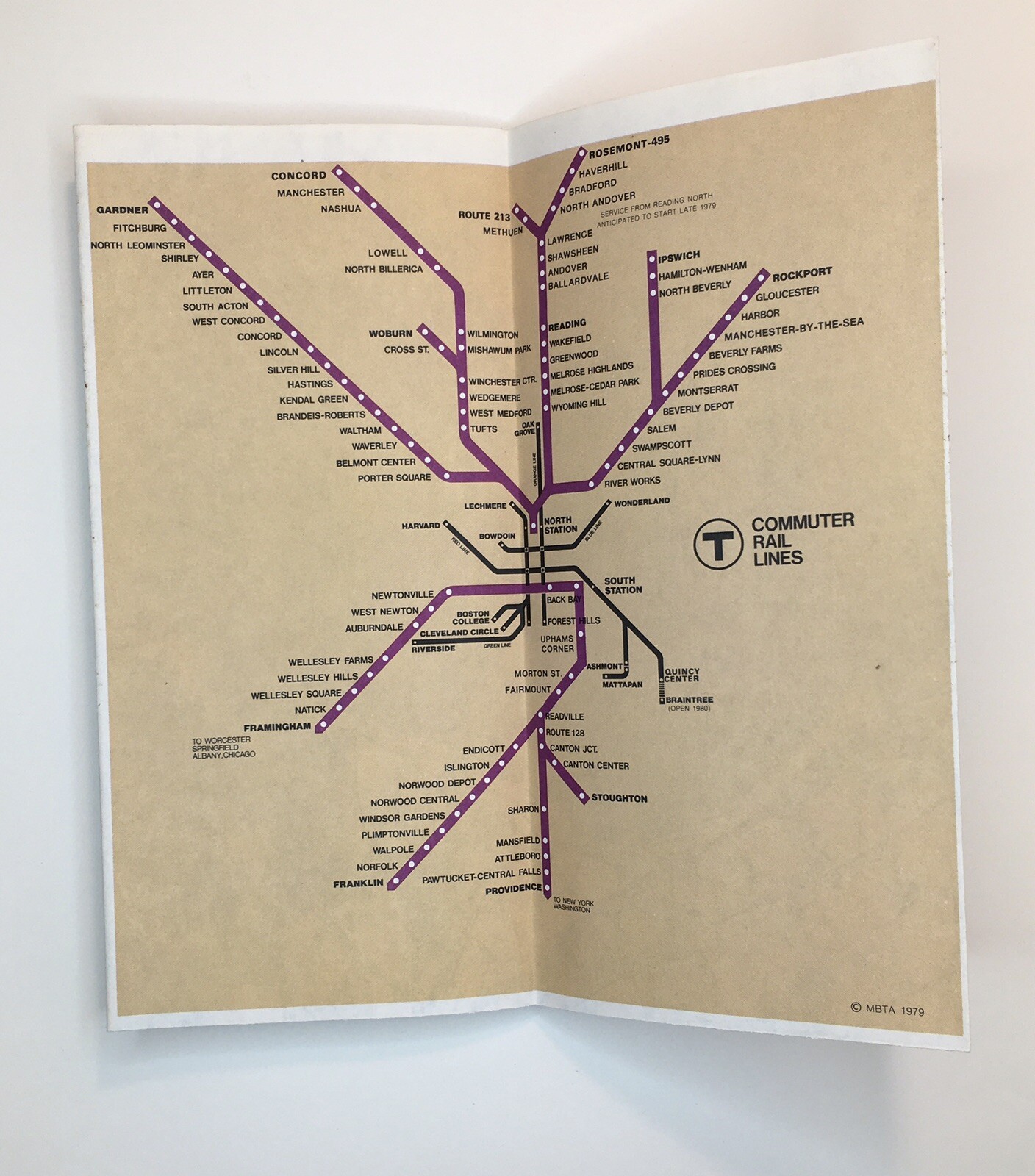 1980 MBTA MASSACHUSETTS BAY TRANSPORTATION AUTHORITY SYSTEM MAP SUBWAY BUS RAIL