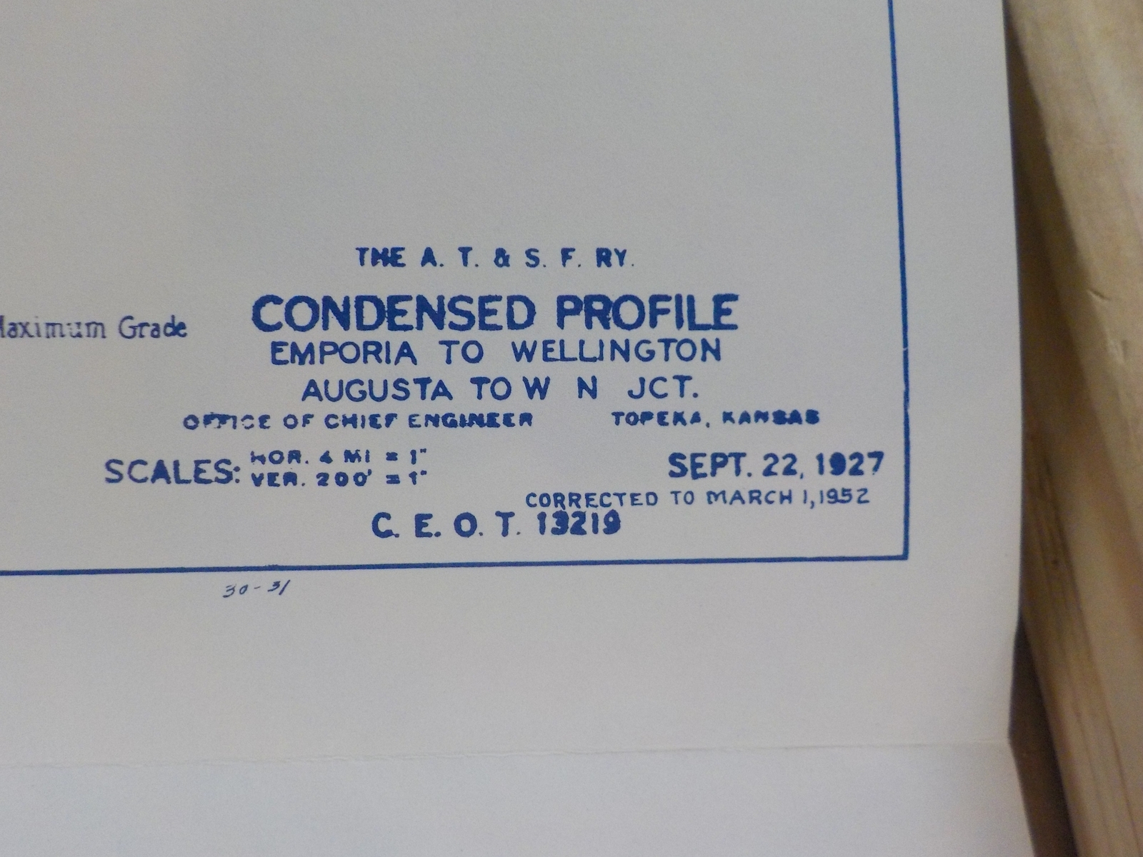 Santa Fe Railway Condensed Line Profile The Belen cut-off