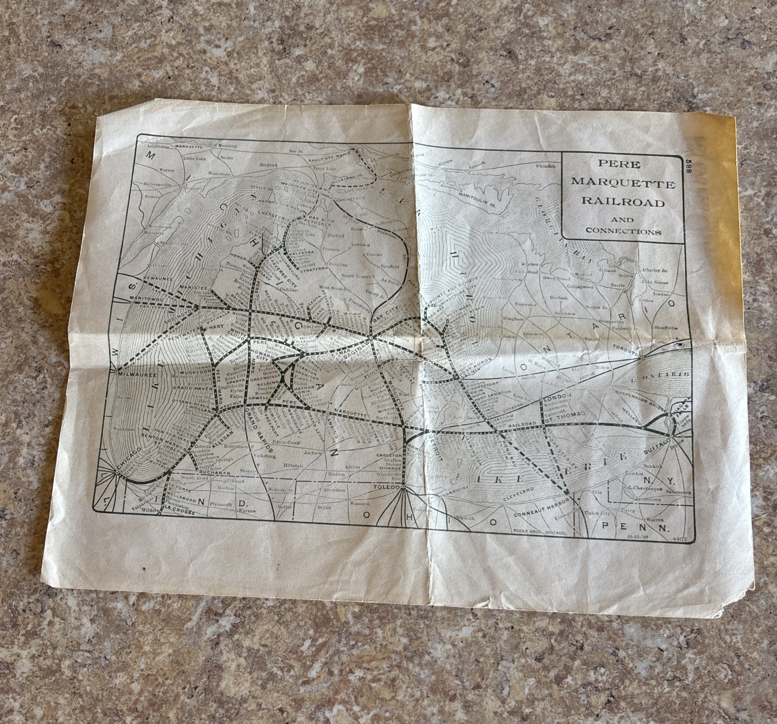 Pere Marquette Railroad – Original System Map by “Sparks And Cinders” Vintage