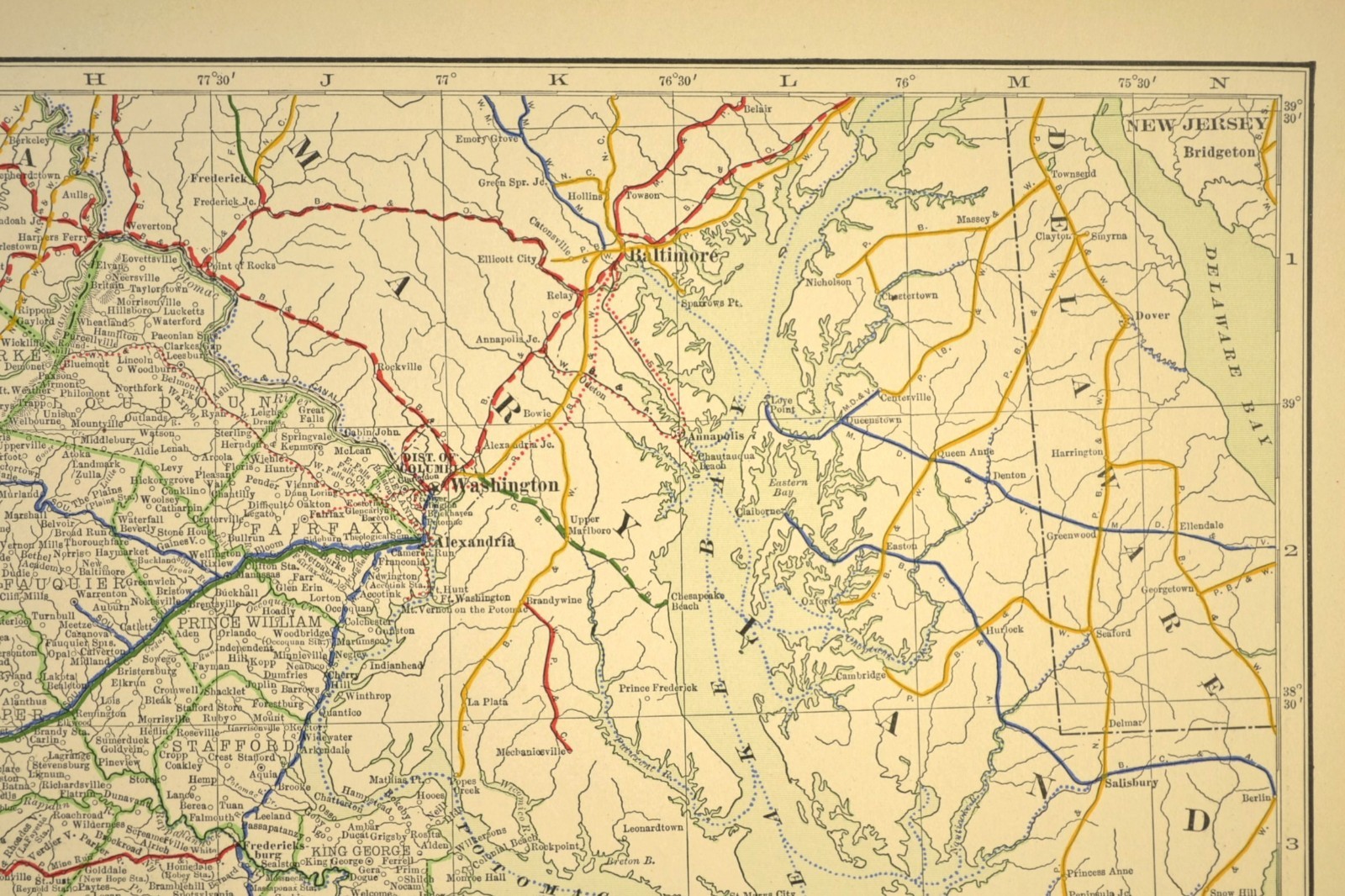 1914 Antique Map of VIRGINIA Railroads Map ORIGINAL Atlas Map VGN Ry DATED