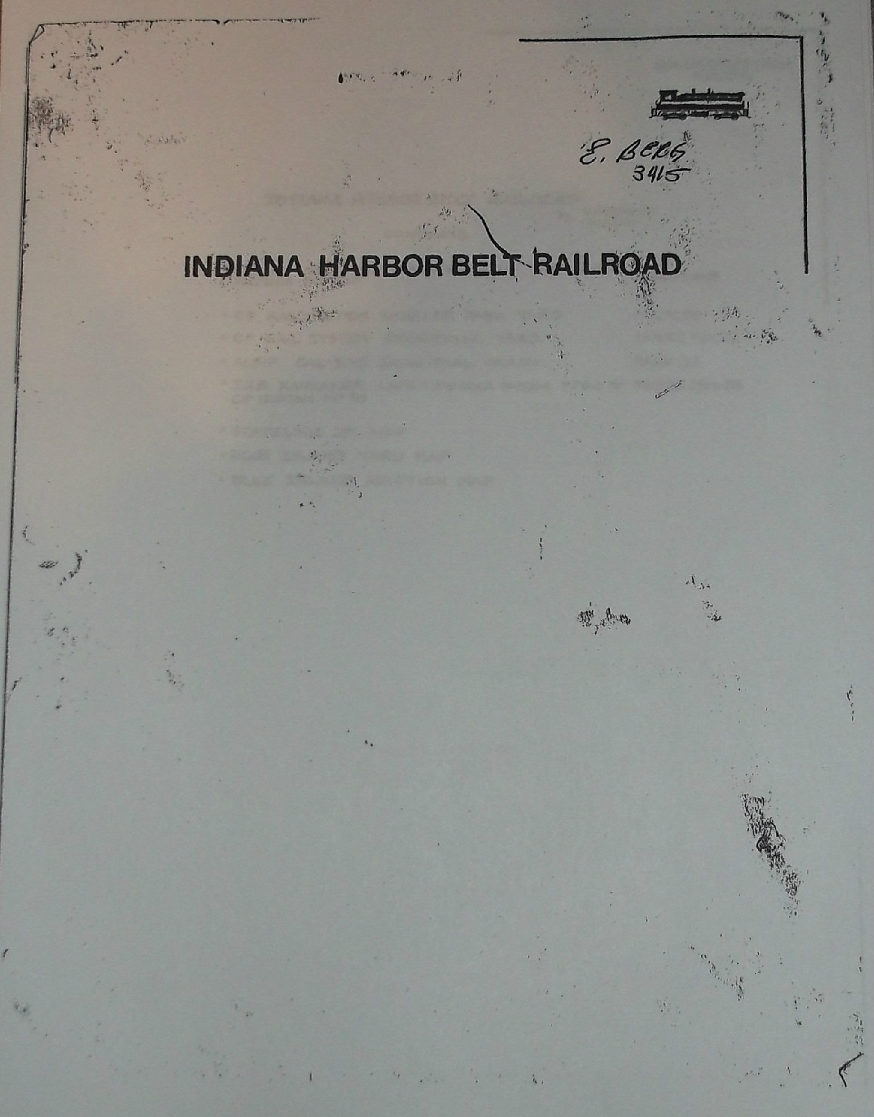 REPRO INDIANA HARBOR BELT IHB 1994 DISPATCHERS TRACK CHART CP UP NS EJ&E IC GTW