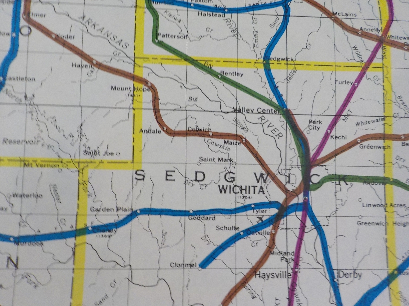 Map Burlington Northern Kansas State Railroad Map 1983 August