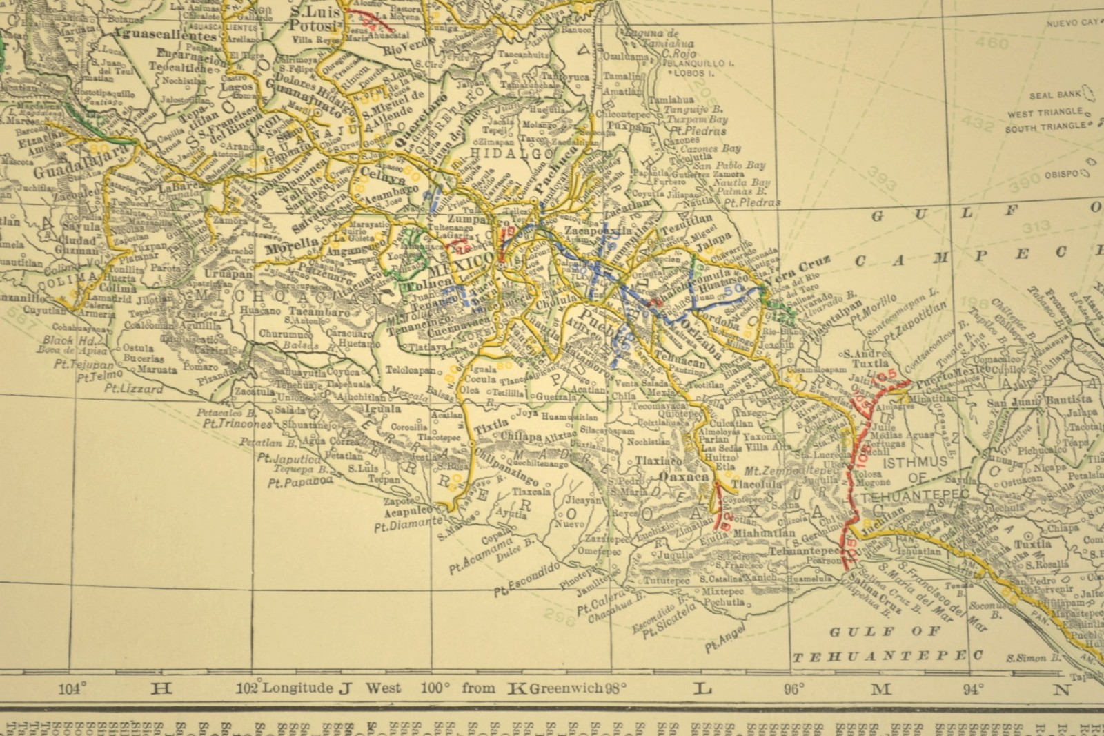 1910 Antique Map of MEXICO Railroads Map ORIGINAL Atlas Southern Pacific DATED