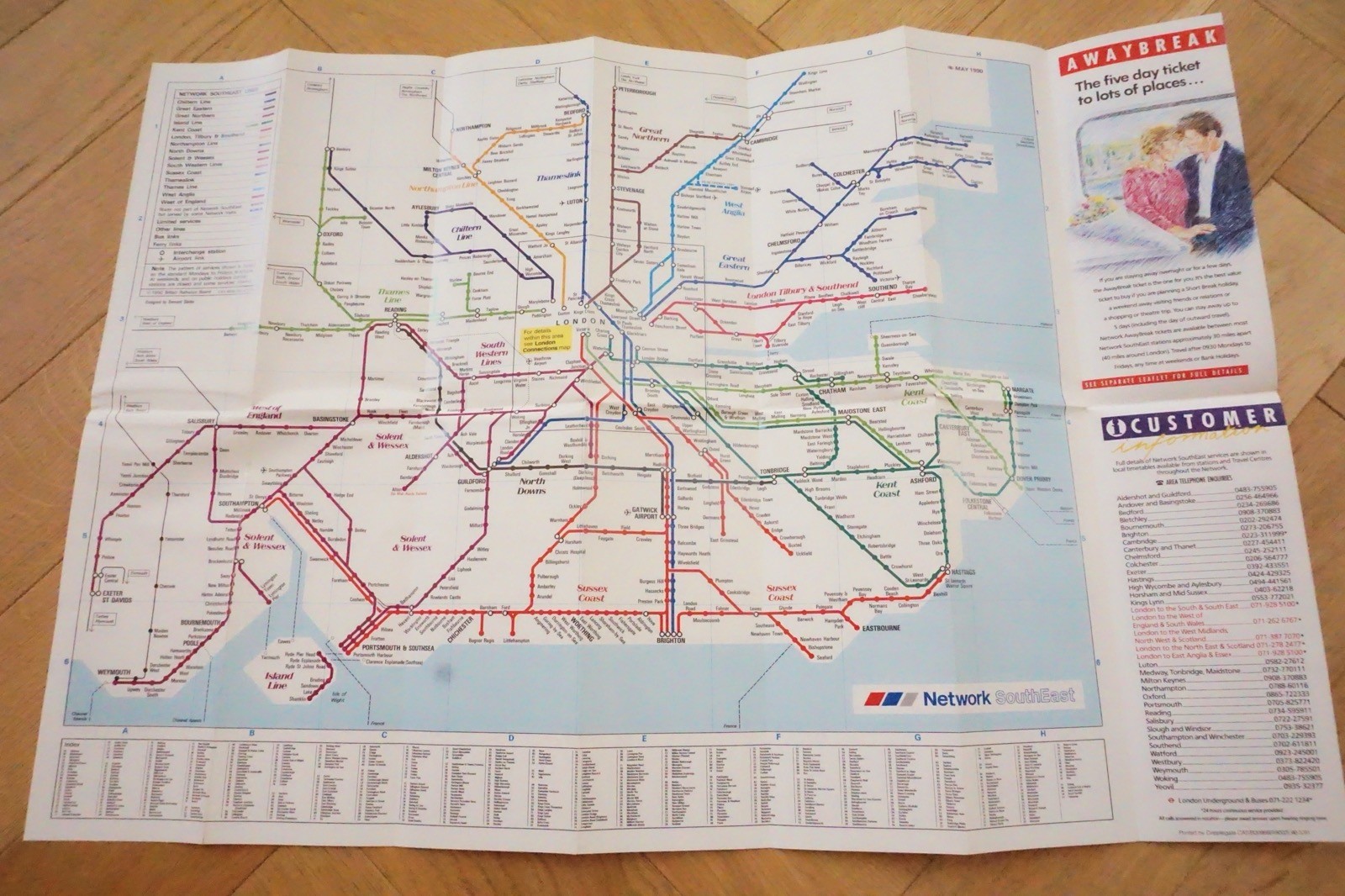 1990 – 1991 NSE Network SouthEast Railway Map