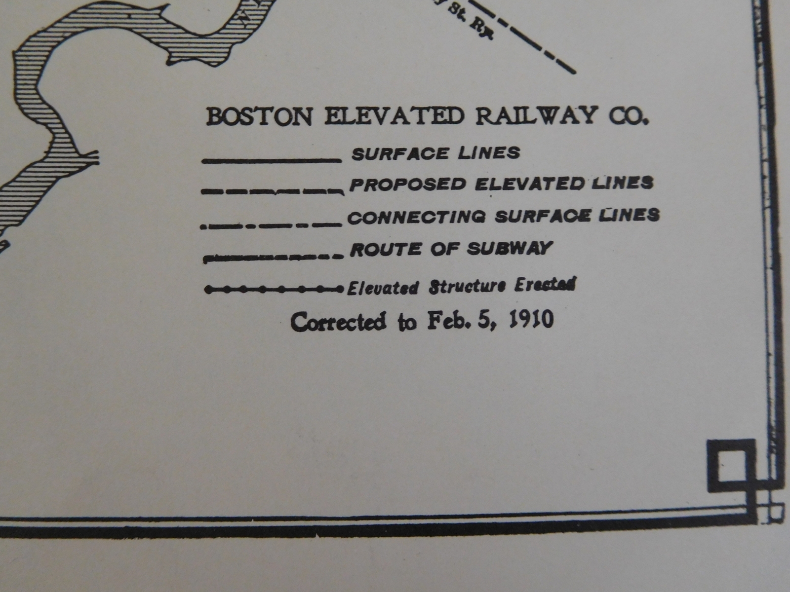 Map Boston Elevated Railway Co. 1910 Approx 20.5 X 16 inches
