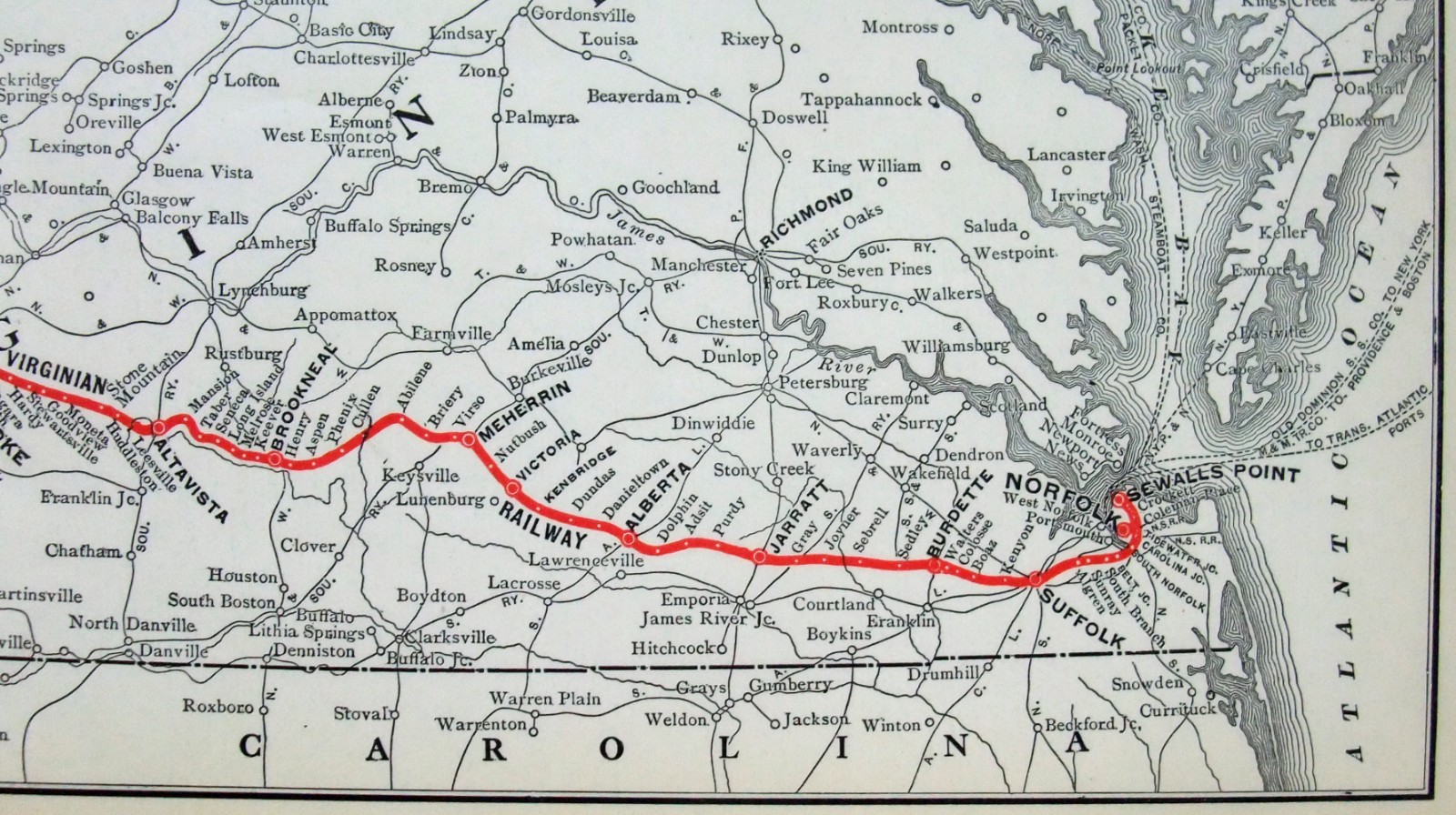 Virginian Railway – Original 1925 System Map by Poor’s Publishing Company