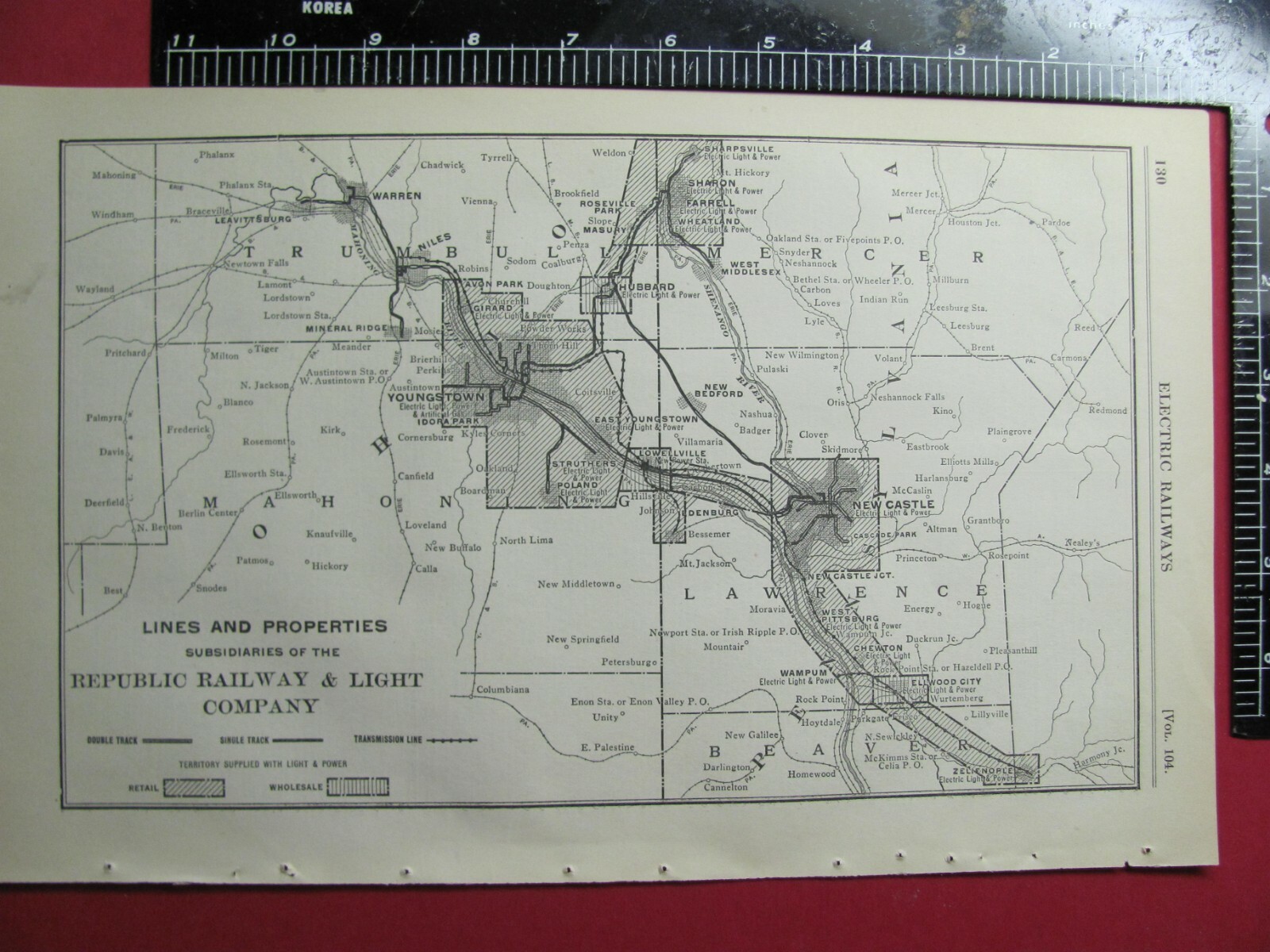 ORIG 1917 REPUBLIC RAILWAY & LIGHT COMPANY SYSTEM MAP OHIO RR HISTORY