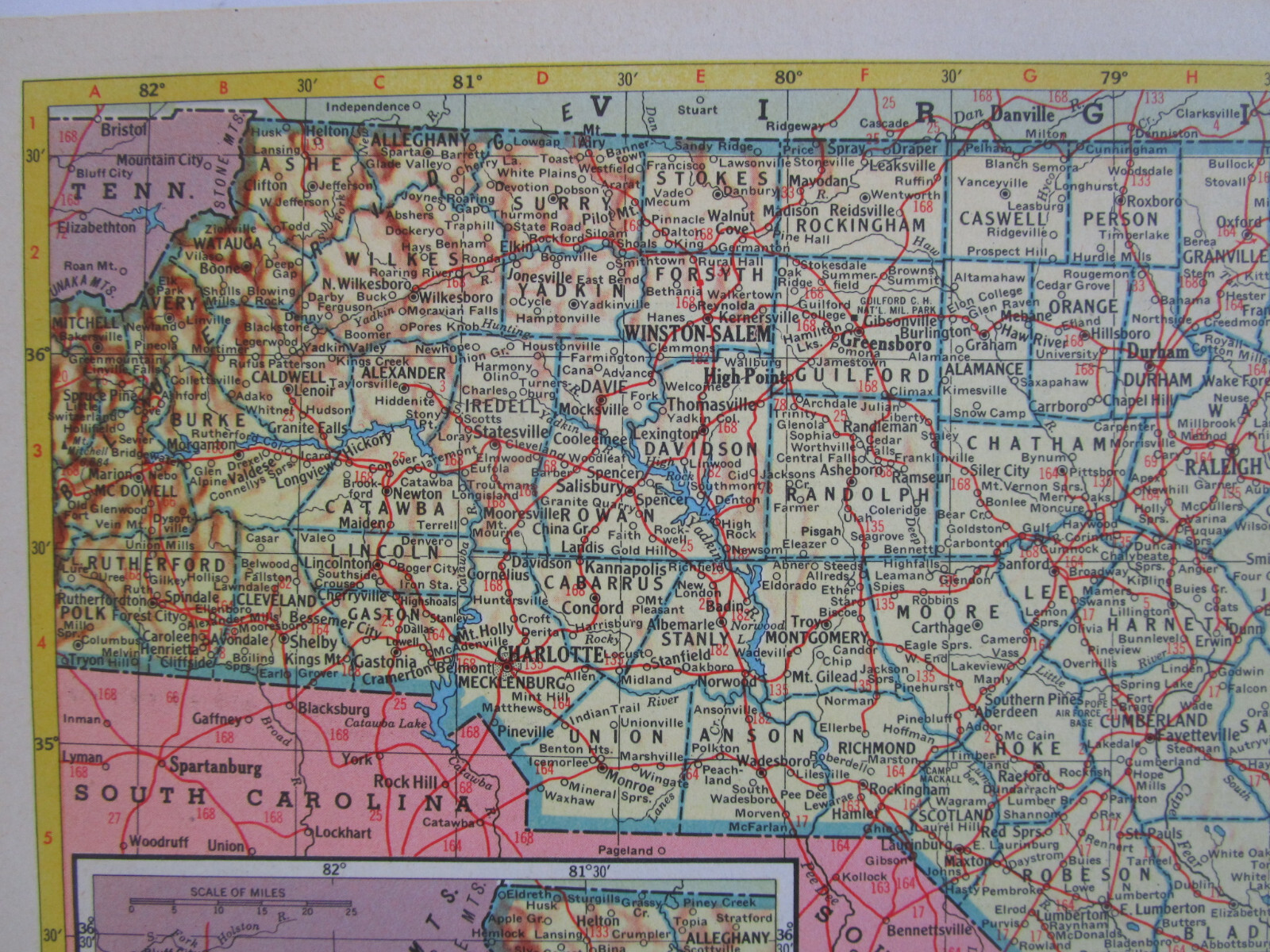 NC NY 1952 NORTH CAROLINA RAILROAD Map. GRAHAM COUNTY RR or NEW YORK 1950s