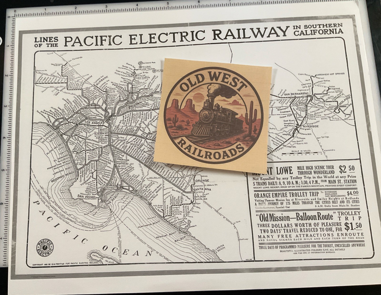 PE Pacific Electric Railway 1912 Route Map Southern California Copy